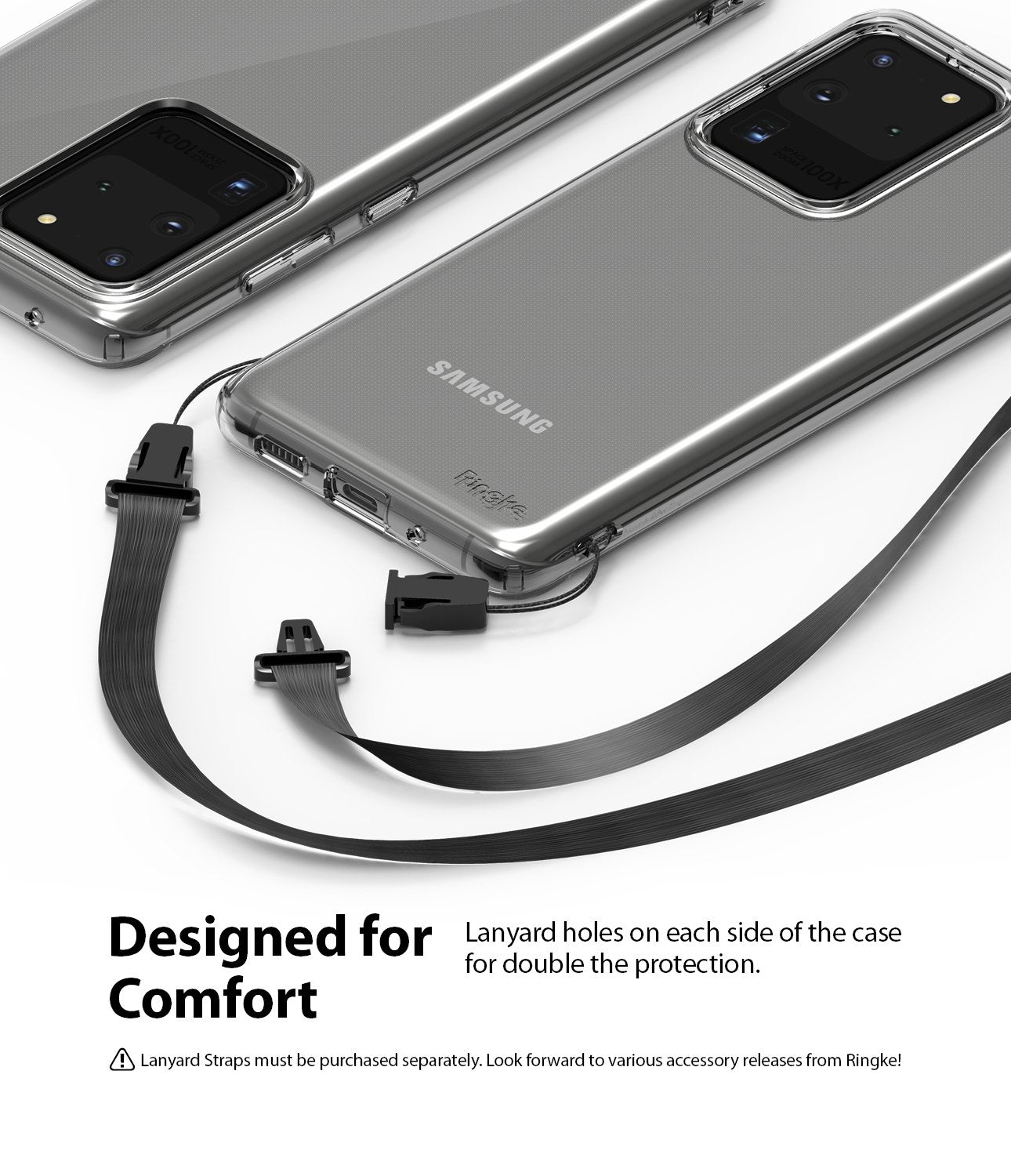 Ringke Galaxy S20 Ultra Case Air Clear, desigend for comfort, lanyard holes