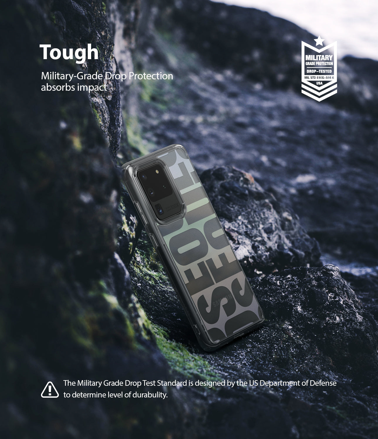 tough - military grade drop protection absorbs impact