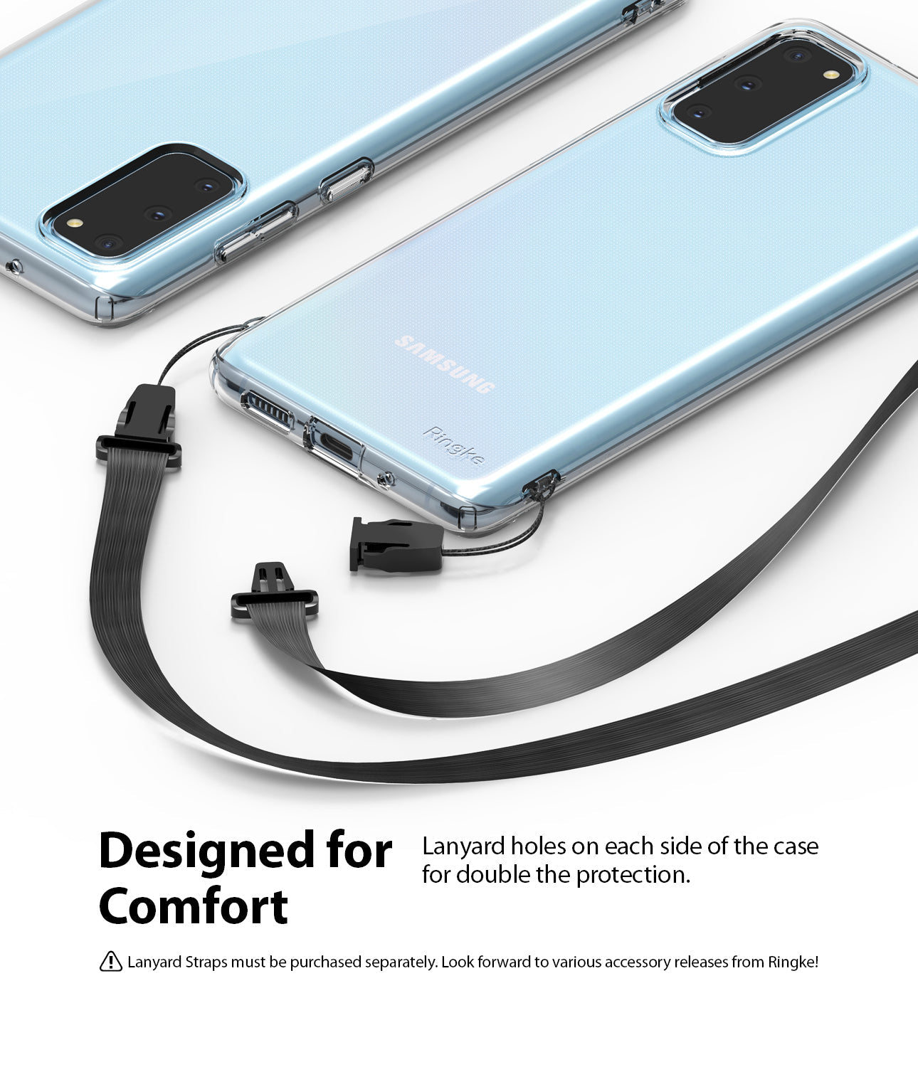Ringke Galaxy S20, AIR CASE, clear, smoke black, lightweight, designed for comfort, lanyard holes