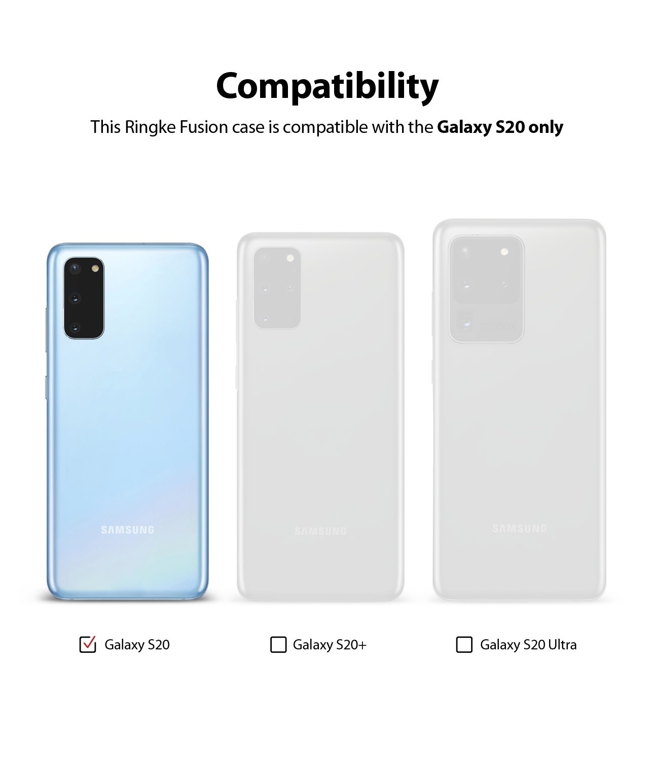 Ringke Fusion case for Samsung Galaxy S20 5g, compatibility