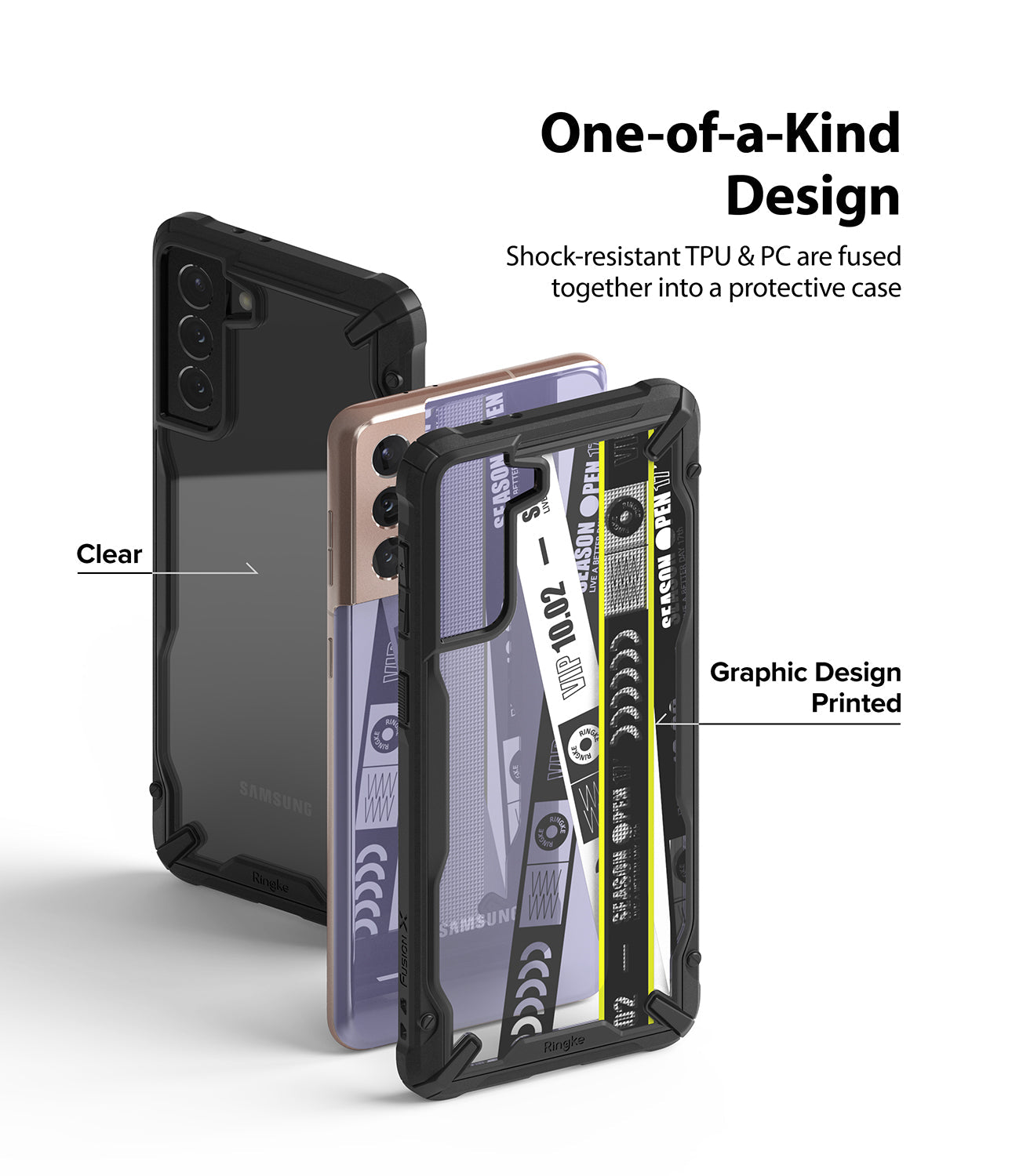 shock resistant TPU and PC are fused together into a protective case