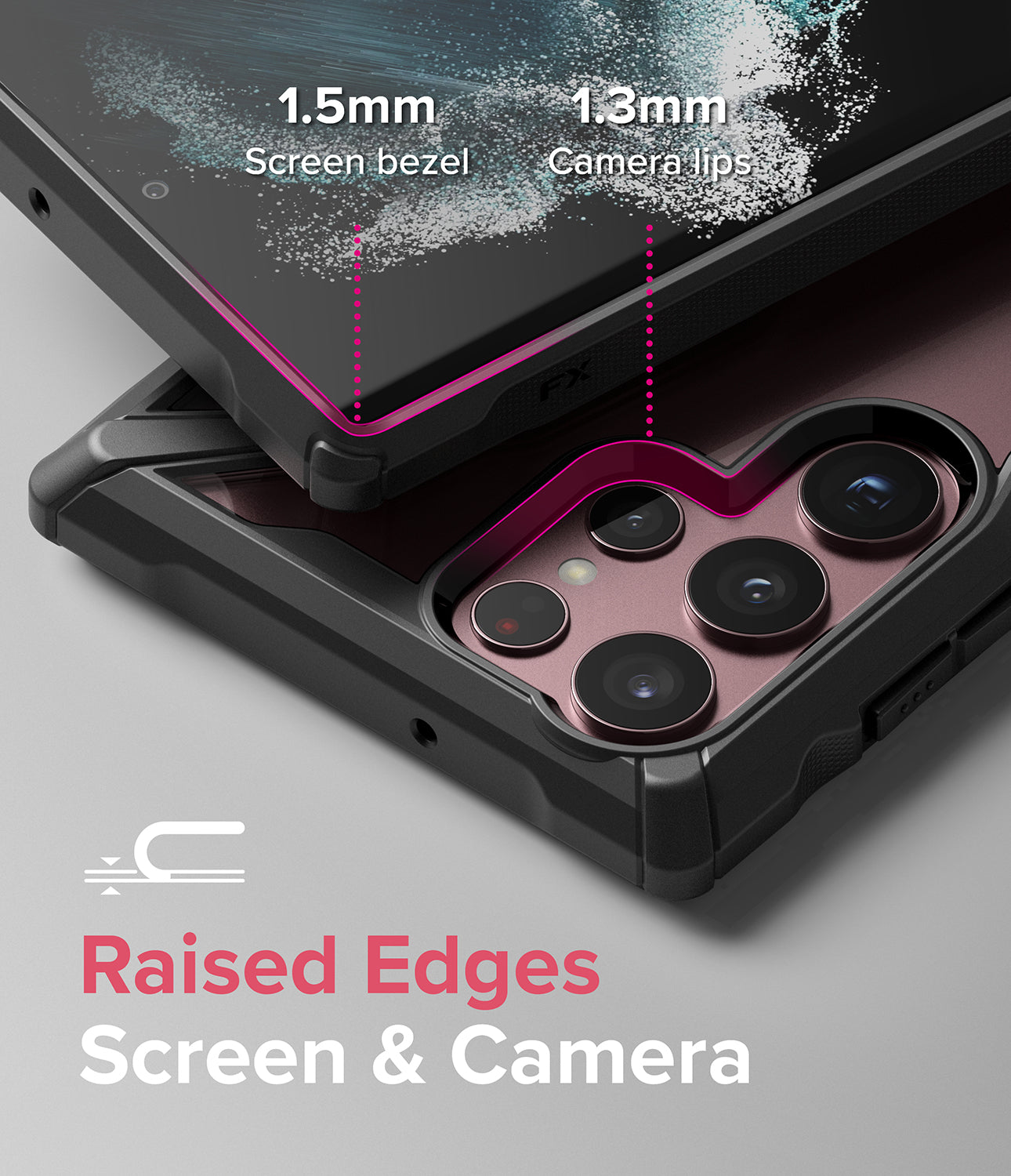 Galaxy S22 Ultra Case | Fusion-X - Black - Raised Edges Screen and Camera.