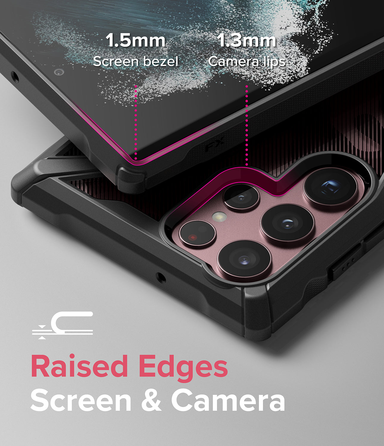 Galaxy S22 Ultra Case | Fusion-X - Camo Black - By Ringke - Raised Edges. Screen and Camera.