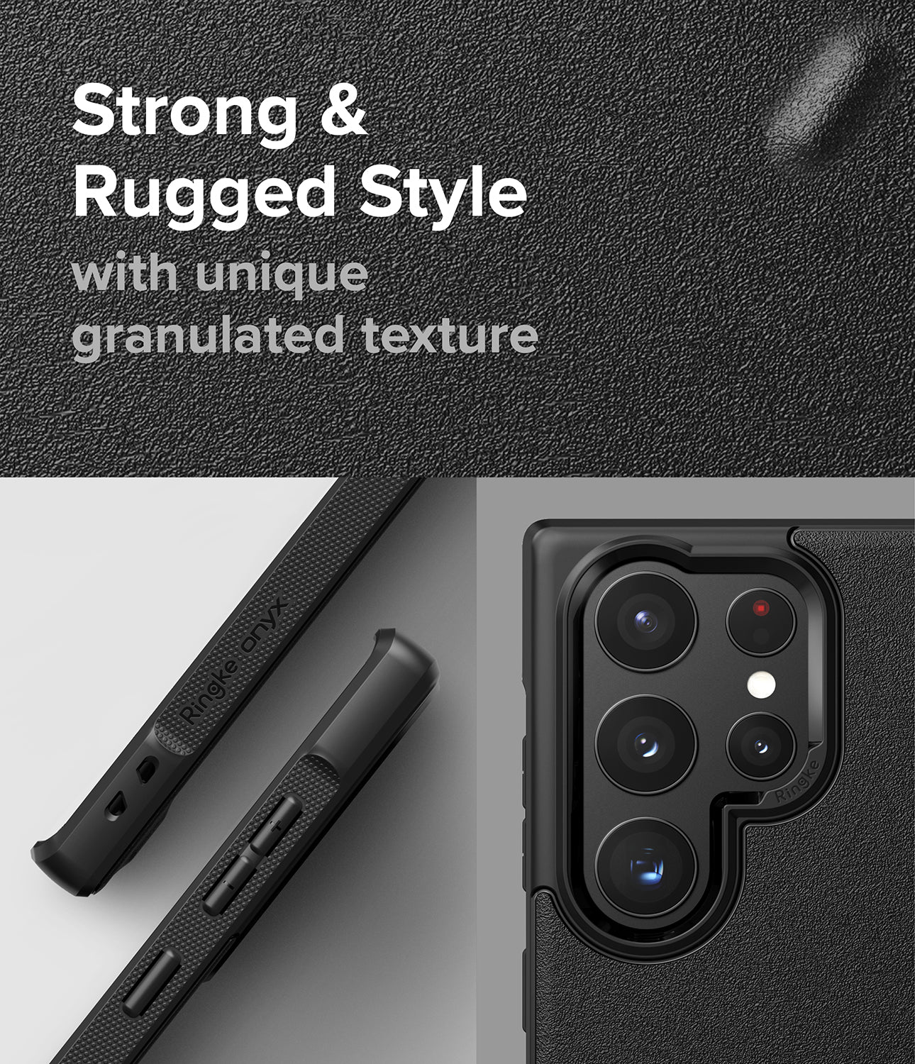 Galaxy S22 Ultra Case | Onyx - Black - Strong and Rugged Style with unique granulated texture.