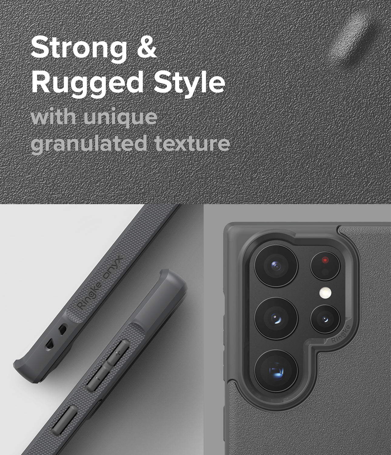 Galaxy S22 Ultra Case | Onyx - Dark Gray - Strong and Rugged Style with unique granulated texture.