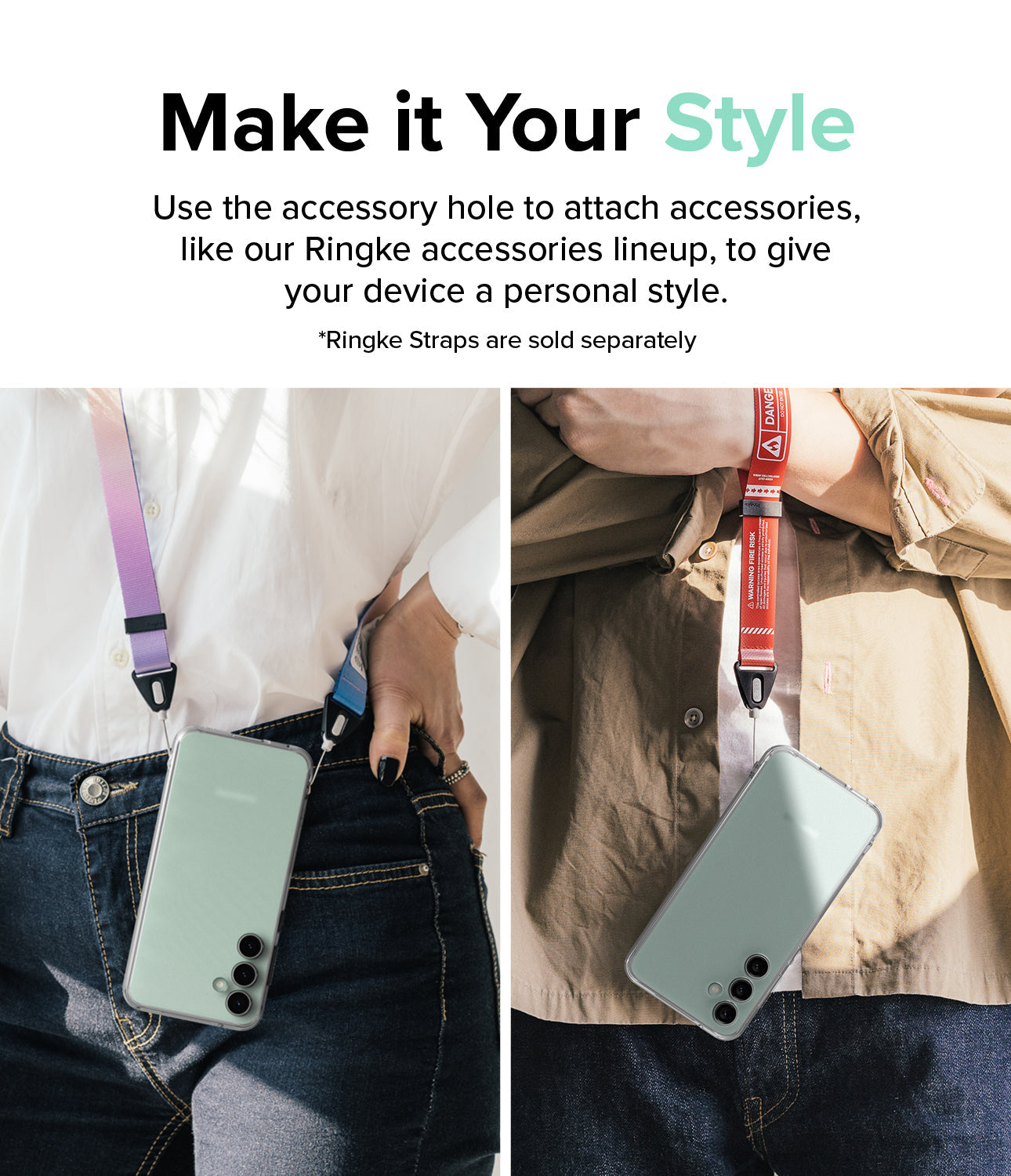 Galaxy S23 FE Case | Fusion-Matte Clear - Make it Your Style. Use the accessory hole to attach accessories, like our Ringke accessories lineup, to give your device a personal style.