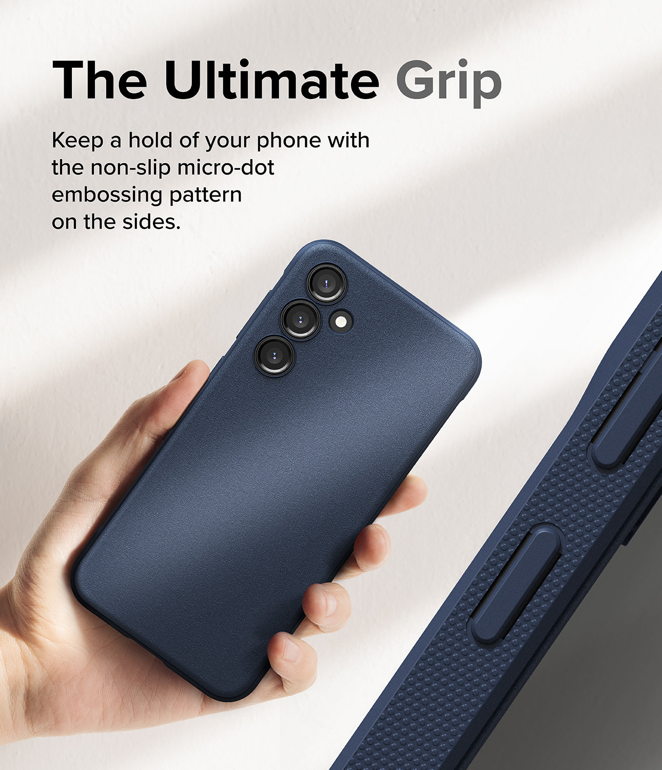 Galaxy S23 FE Case | Onyx-Navy - The Ultimate Grip. Keep a hold of your phone with the non-slip micro-dot embossing pattern on the sides.