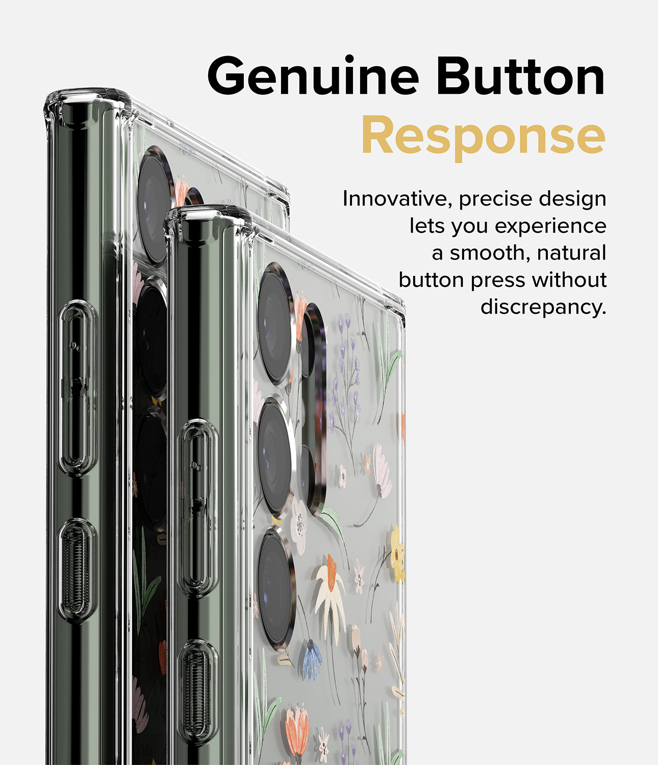 Galaxy S23 Ultra Case | Fusion Design Dry Flowers - Genuine Button Response. Innovative, precise design lets you experience a smooth, natural button press without discrepancy.