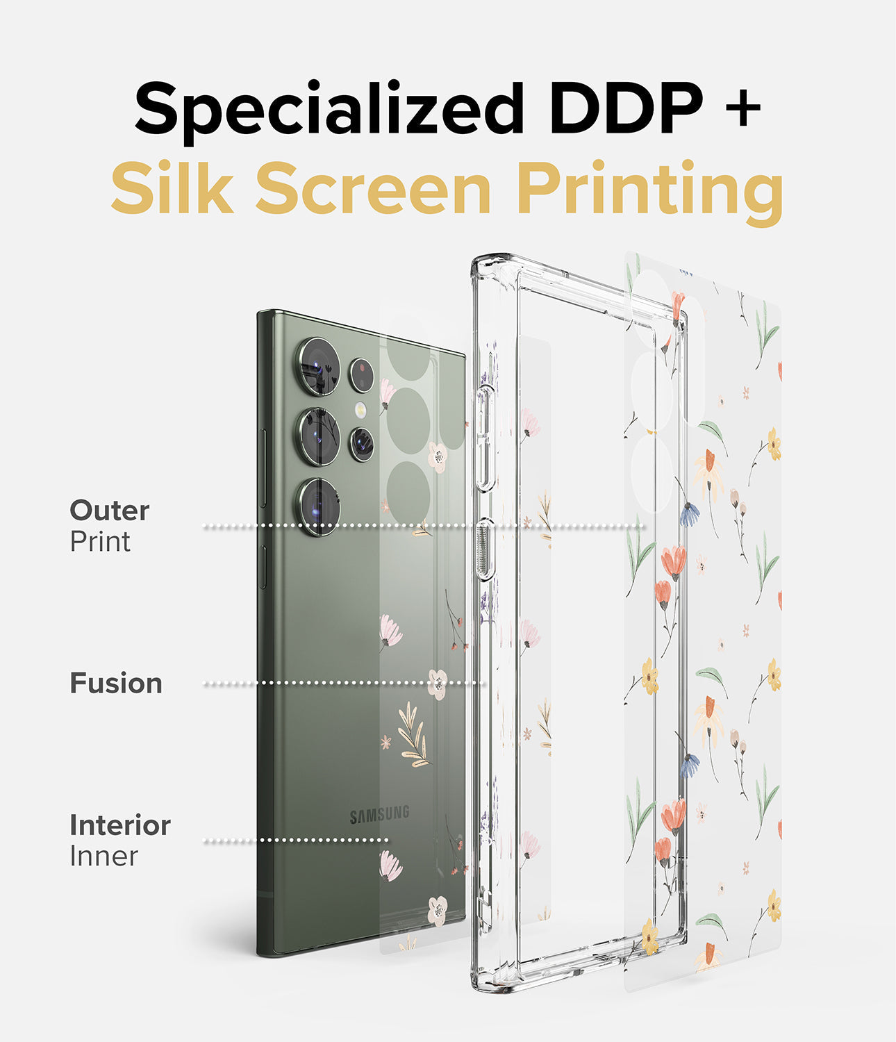 Galaxy S23 Ultra Case | Fusion Design Dry Flowers - Specialized DDP+ Silk Screen Printing.