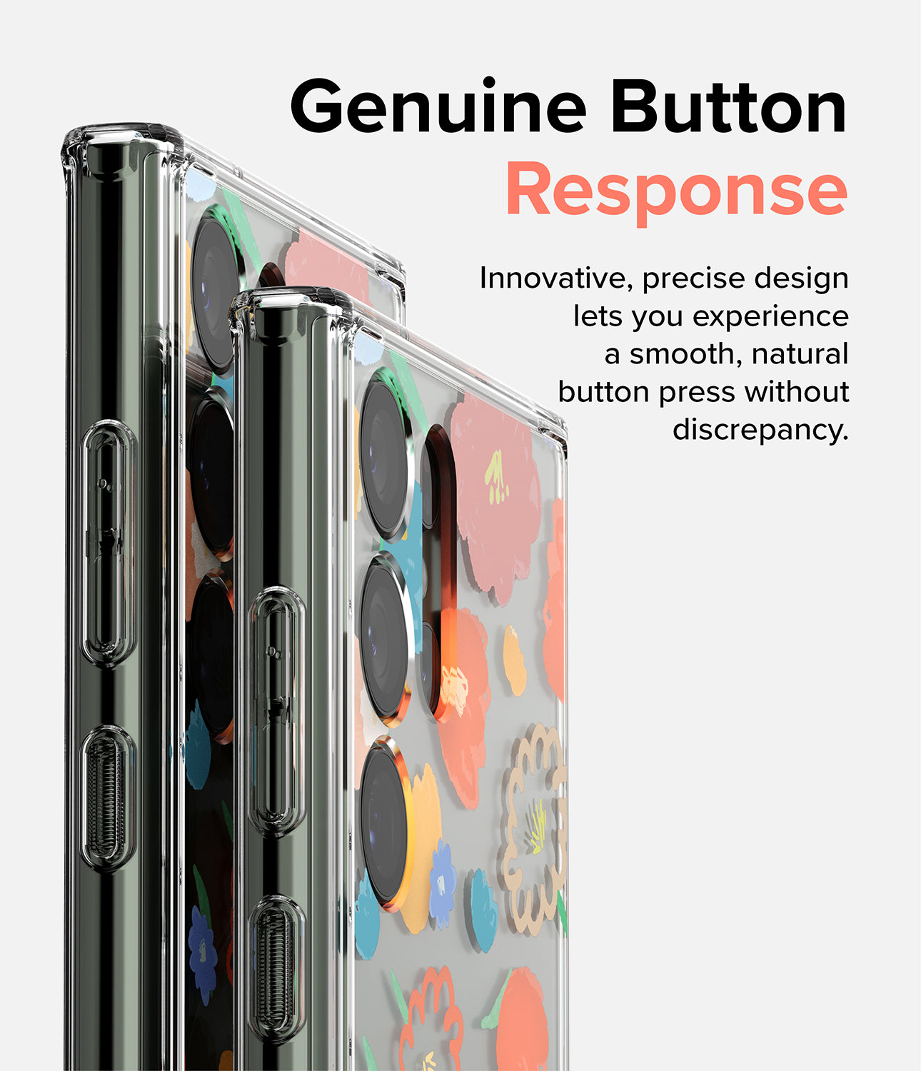 Galaxy S23 Ultra Case | Fusion Design Floral - Genuine Button Response. Innovative, precise design lets you experience a smooth, natural button press without discrepancy.