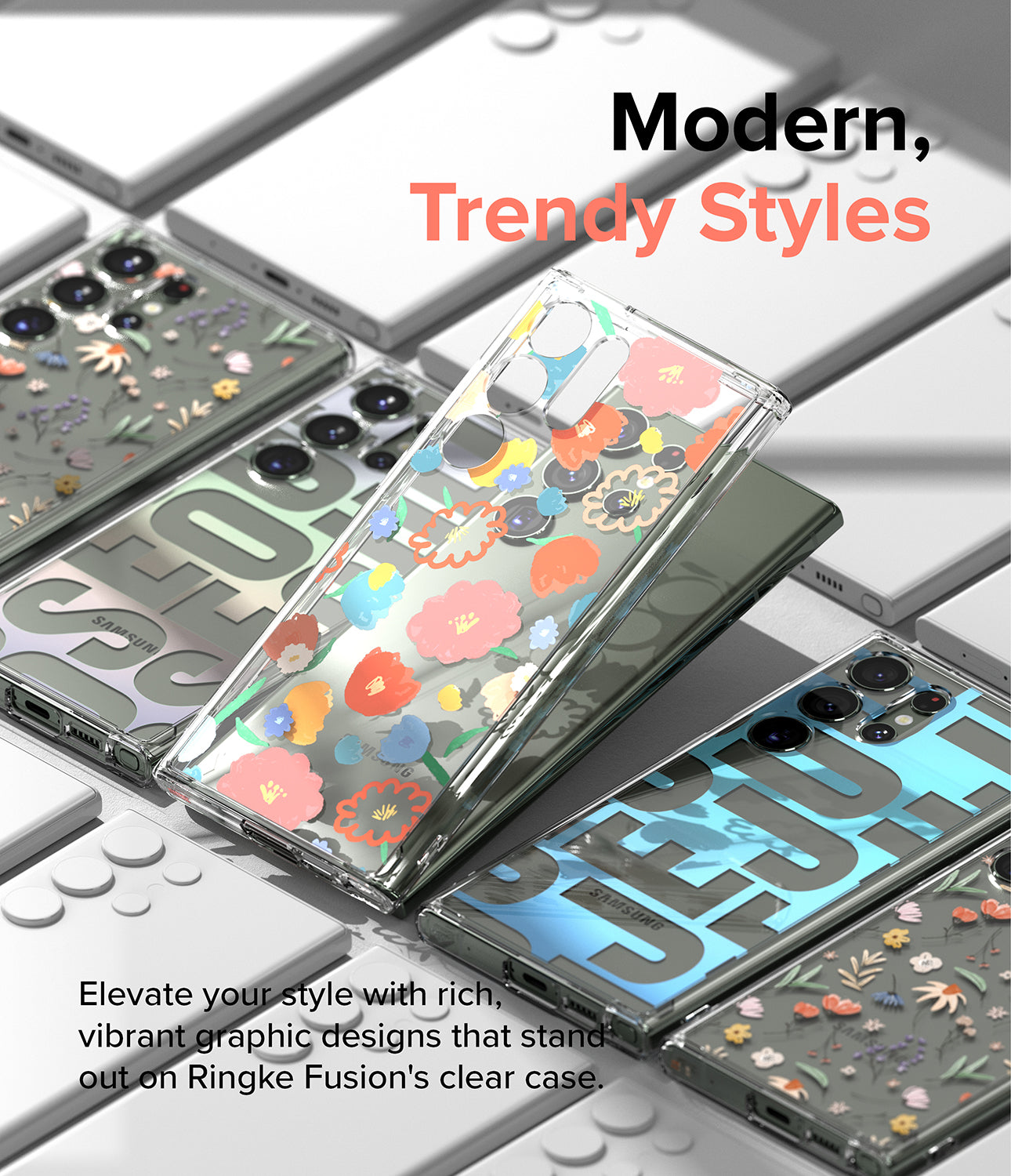 Galaxy S23 Ultra Case | Fusion Design Floral - Modern Trendy Styles