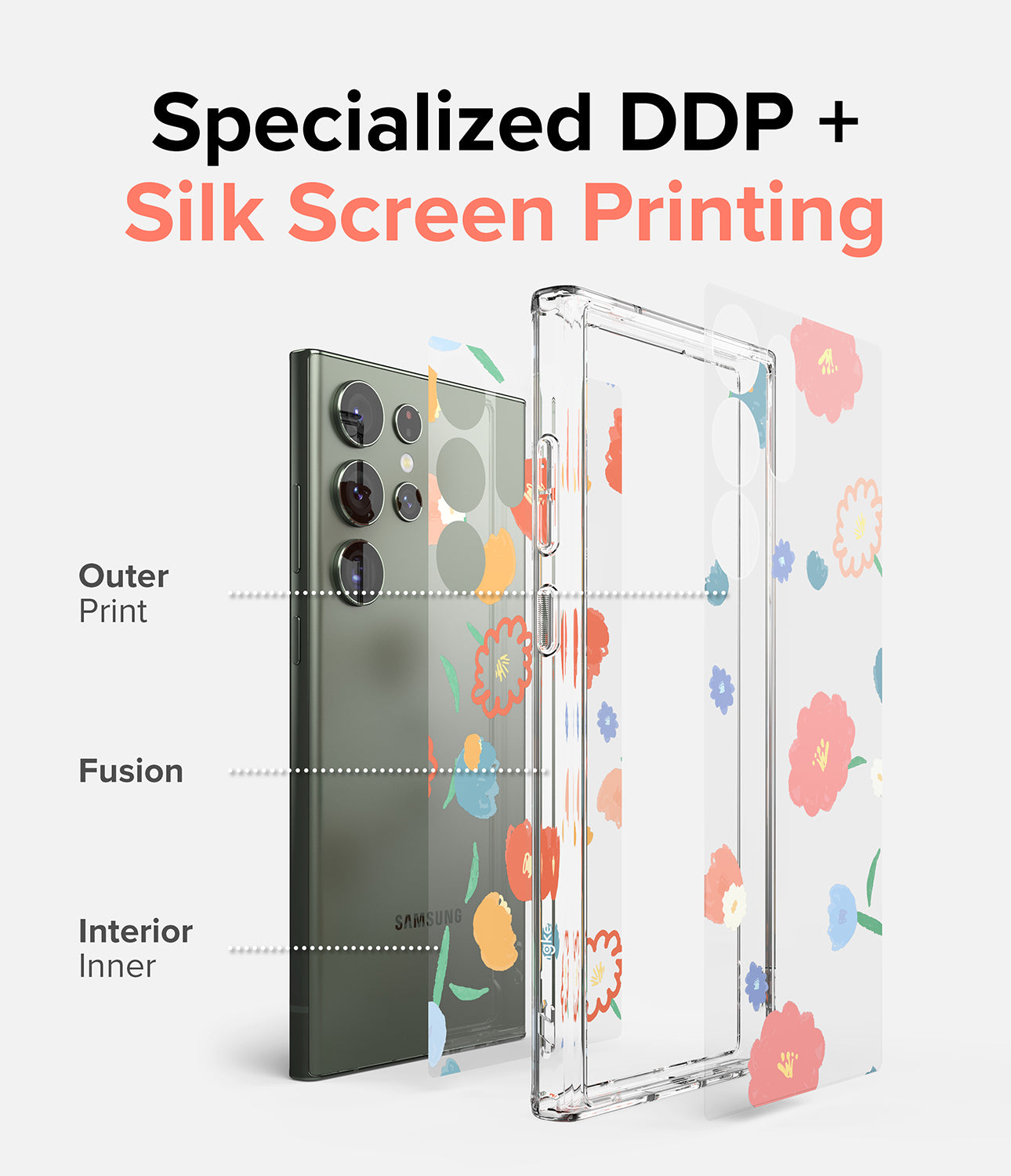 Galaxy S23 Ultra Case | Fusion Design Floral - Specialized DDP+ Silk Screen Printing.