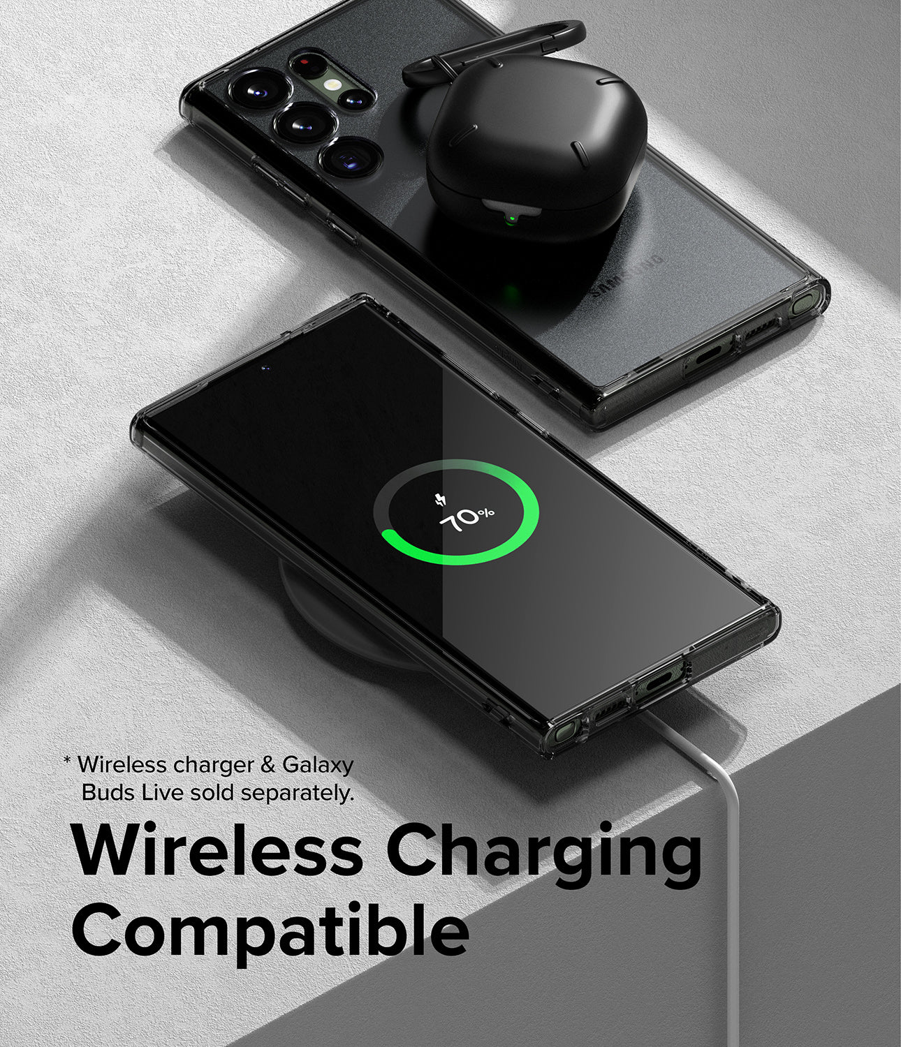 Galaxy S23 Ultra Case | Fusion - Matte Smoke Black - Wireless Charging Compatible.