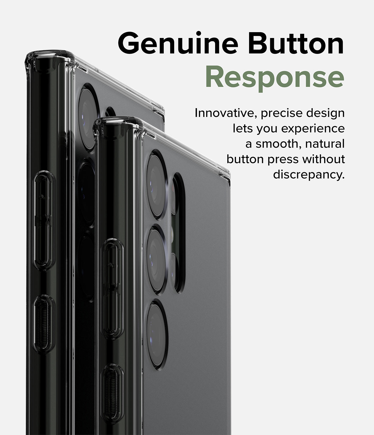Galaxy S23 Ultra Case | Fusion - Matte Smoke Black - Genuine Button Response. Innovative, precise design lets you experience a smooth, natural button press without discrepancy.