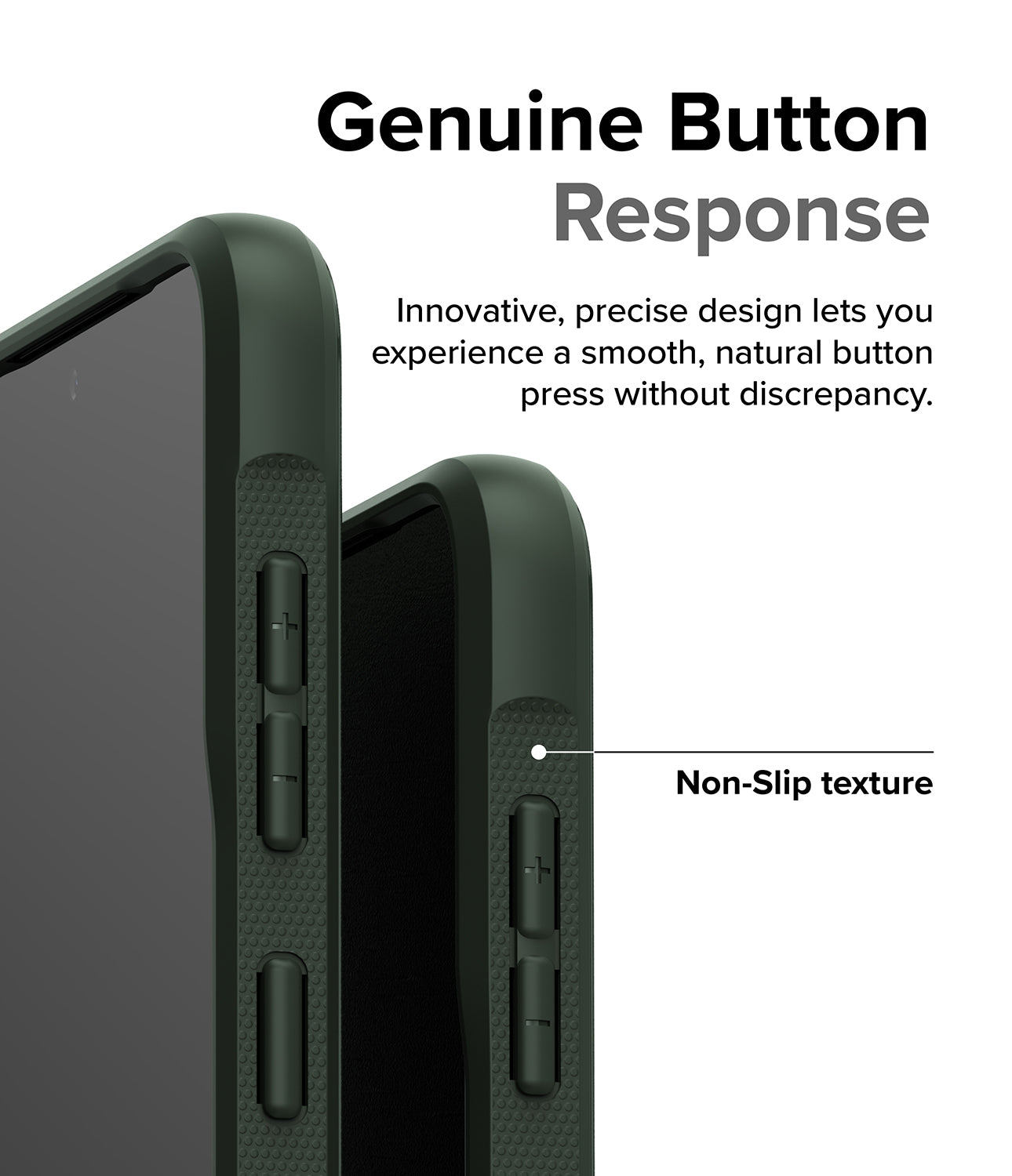 Galaxy S23 Plus Case | Onyx Dark Green - Genuine Button Response. Innovative, precise design lets you experience a smooth, natural button press without discrepancy. Non-Slip texture.