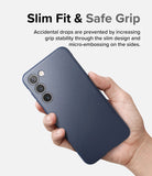 Galaxy S23 Plus Case | Onyx Navy - Slim Fit and Safe Grip. Accidental Drops are prevented by increasing grip stability through the slim design and micro-embossing on the sides.