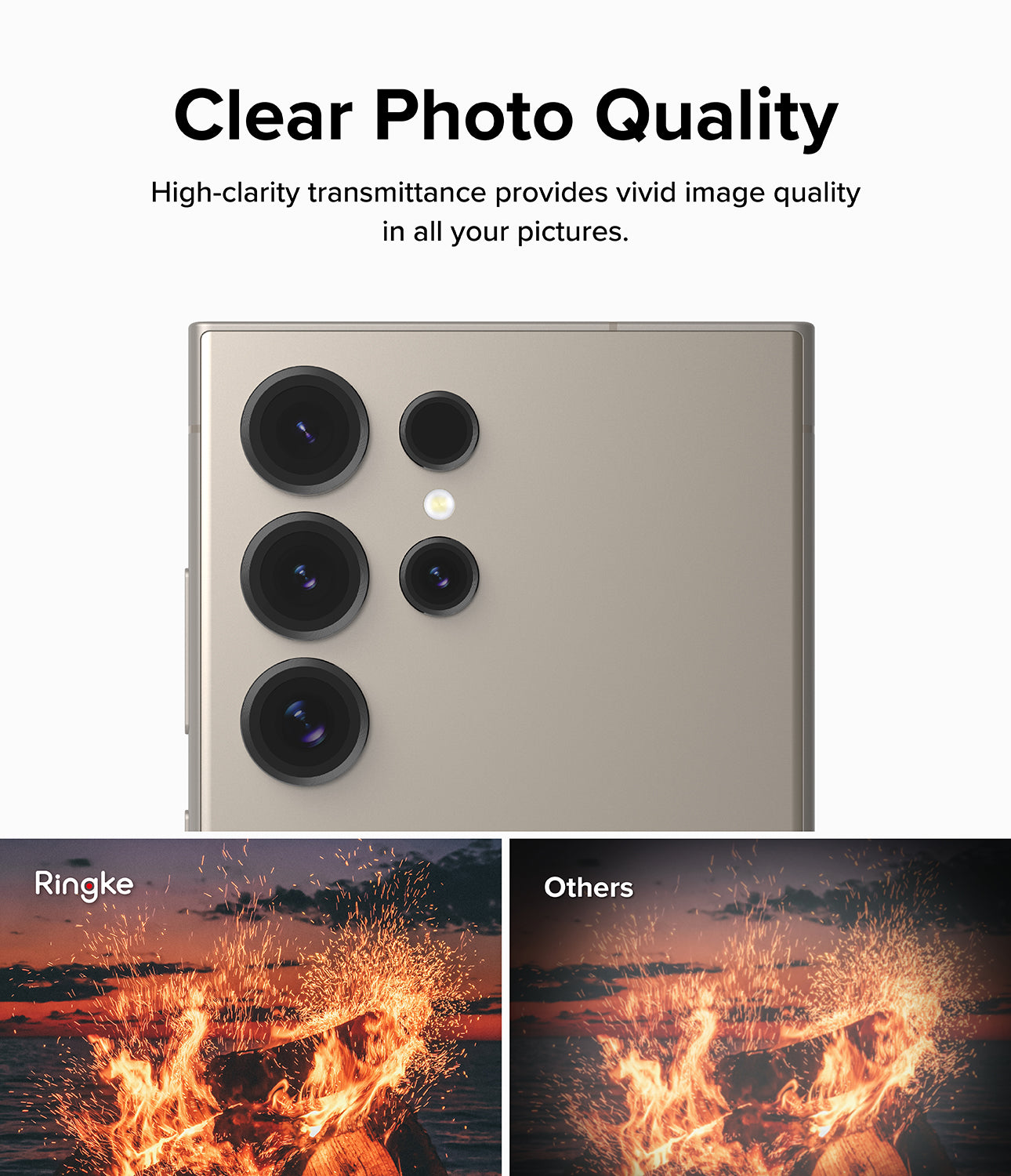 Galaxy S24 Ultra Lens Protector | Camera Lens Frame Glass - Clear Photo Quality. High-clarity transmittance provides vivid image quality in all your pictures.