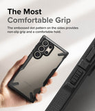 Galaxy S24 Ultra Case | Fusion-X - Black - The Most Comfortable Grip. The embossed dot pattern on the sides provides non-slip grip and a comfortable hold.