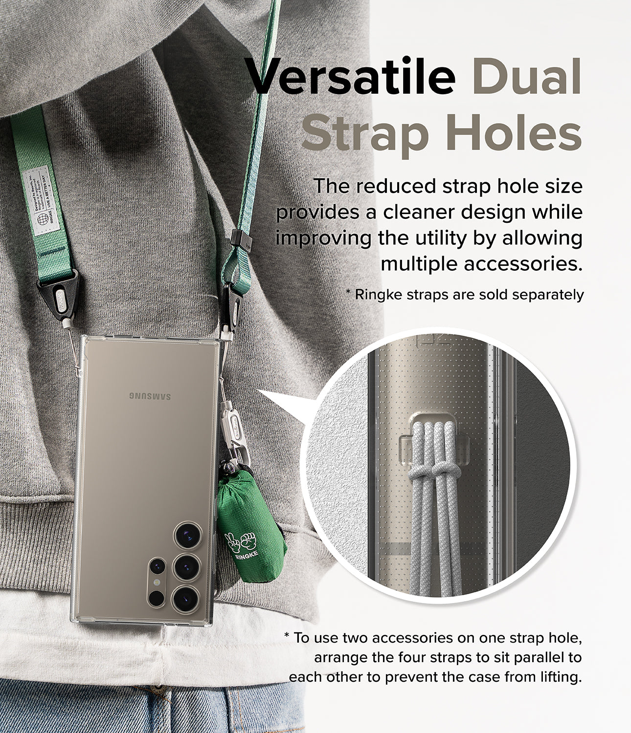 Galaxy S24 Ultra Case | Fusion - Versatile Dual Strap Holes. The reduced strap hole size provides a cleaner design while improving the utility by allowing multiple accessories.