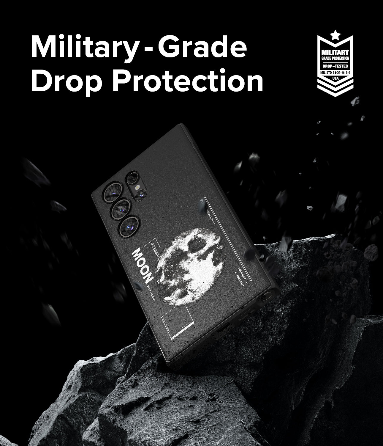 Galaxy S24 Ultra Case | Onyx Design - Moon - Military-Grade Drop Protection.