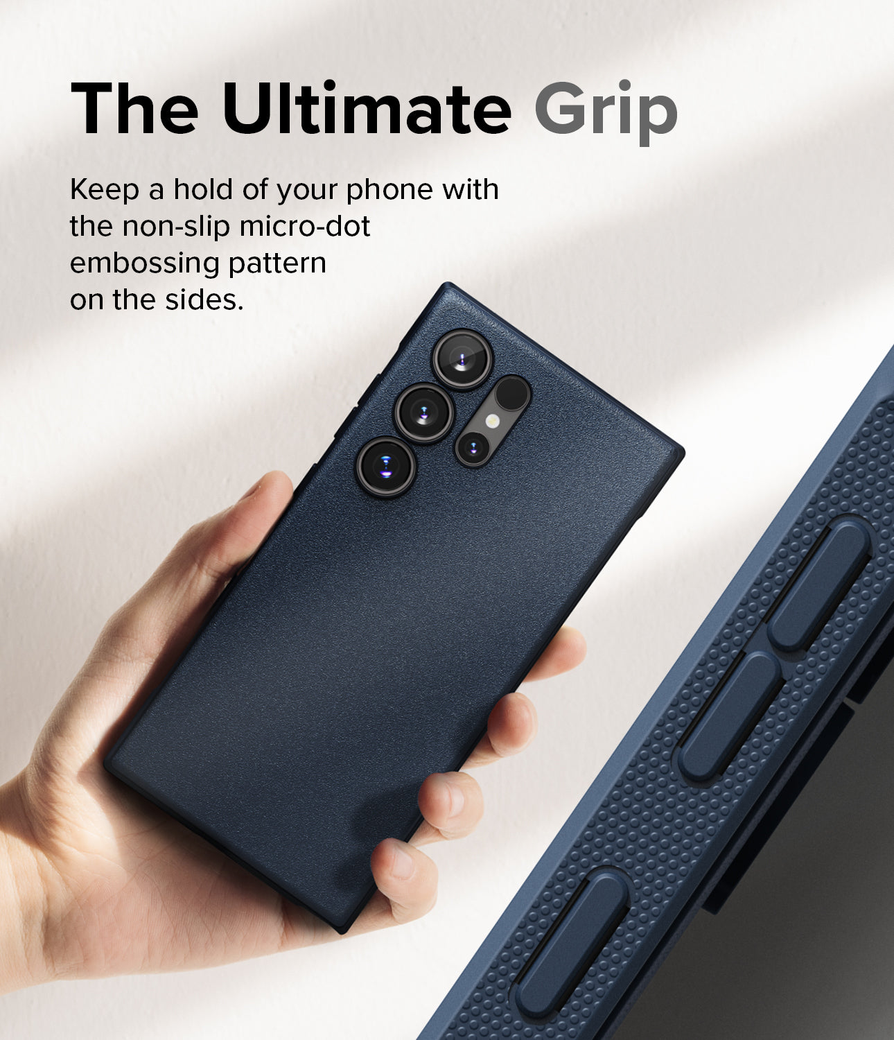 Galaxy S24 Ultra Case | Onyx - NavyGalaxy S24 Ultra Case | Onyx - Navy - The Ultimate Grip. Keep a hold of your phone with the non-slip micro-dot embossing pattern on the sides.