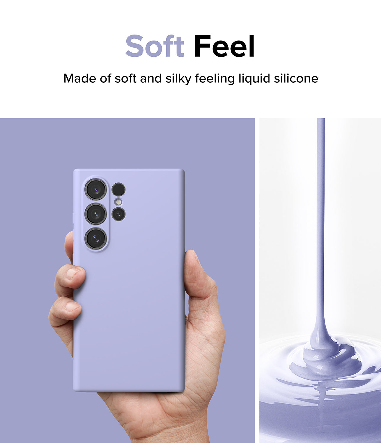 Galaxy S24 Ultra Case | Silicone Magnetic - Lavender - Soft Feel. Made of soft and silky feeling liquid silicone.