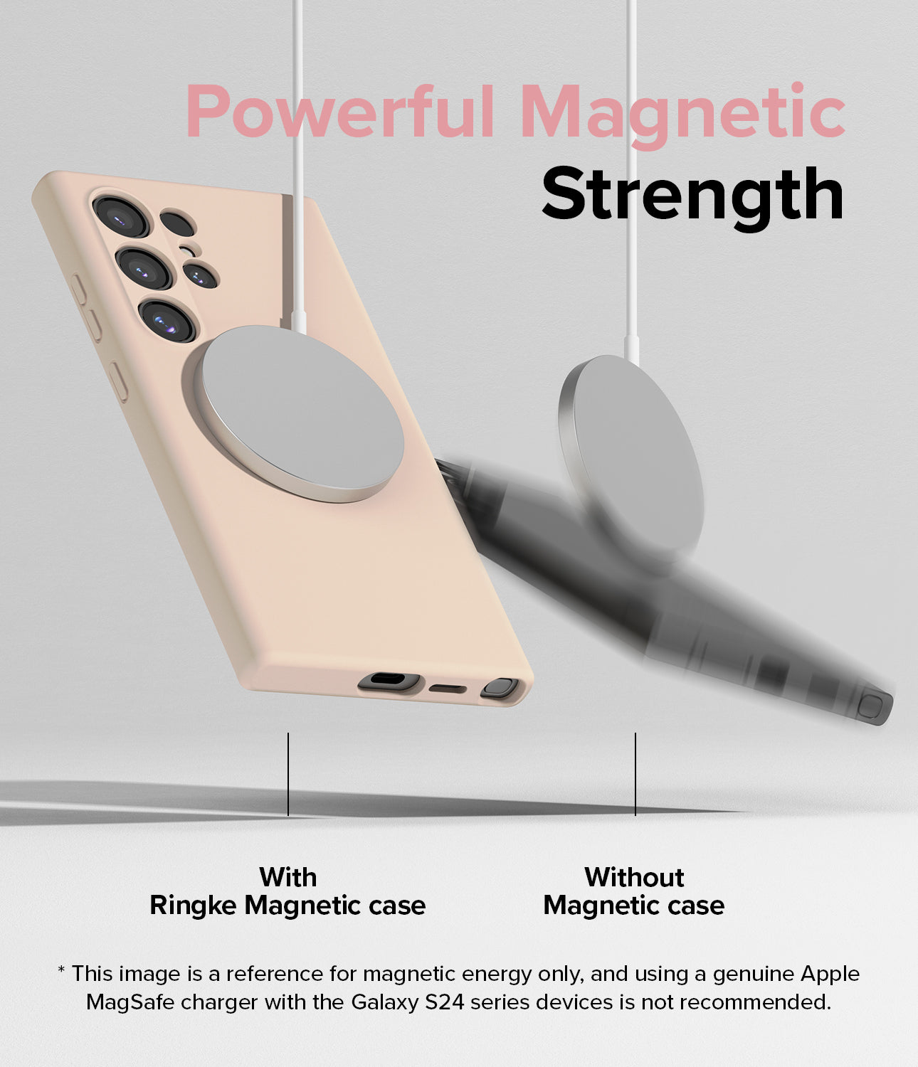 Galaxy S24 Ultra Case | Silicone Magnetic - Pink Sand - Powerful Magnetic Strength.