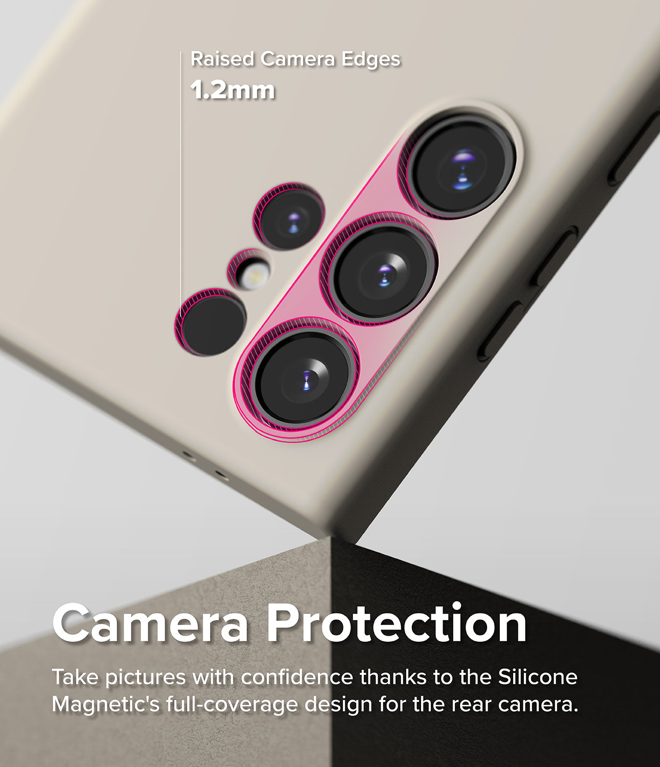 Galaxy S24 Ultra Case | Silicone Magnetic - Stone - Camera Protection. Take pictures with confidence thanks to the Silicone Magnetic's full-coverage design for the rear camera.