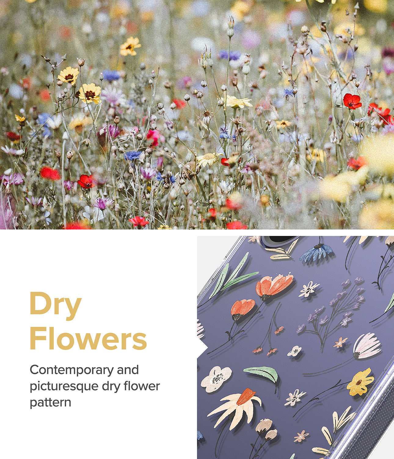 Galaxy S24 Case | Fusion Design - Dry Flowers. Contemporary and picturesque dry flower pattern.