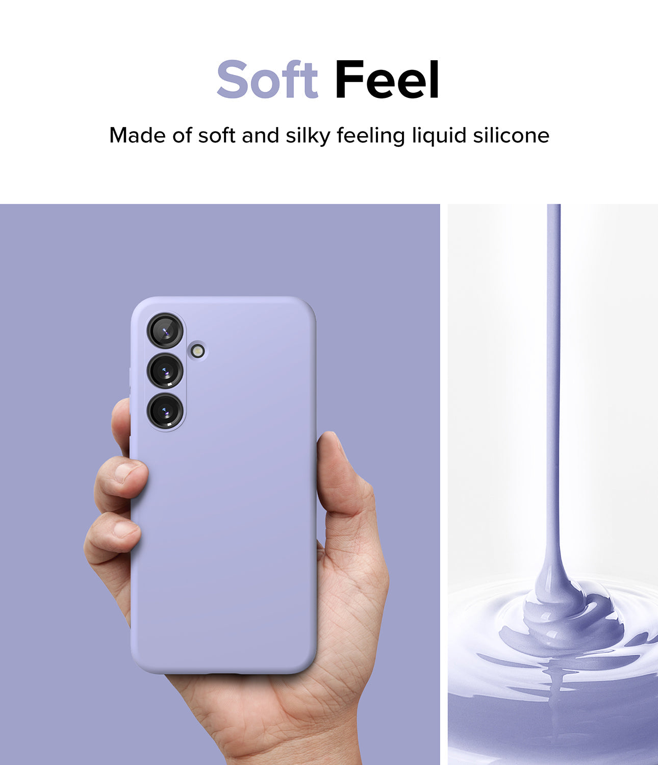 Galaxy S24 Case | Silicone Magnetic - Lavender - Soft Feel. Made of soft and silky feeling liquid silicone.