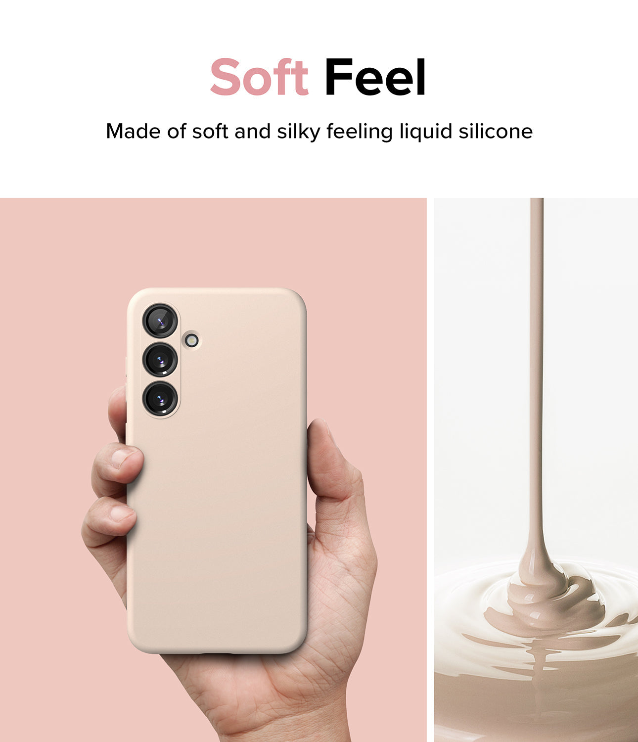 Galaxy S24 Case | Silicone Magnetic - Pink Sand - Soft Feel. Made of soft and silky feeling liquid silicone.