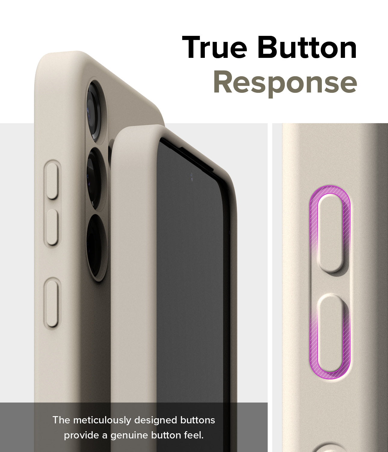 Galaxy S24 Case | Silicone Magnetic - Stone - True Button Response. The meticulously designed buttons provide a genuine button feel.