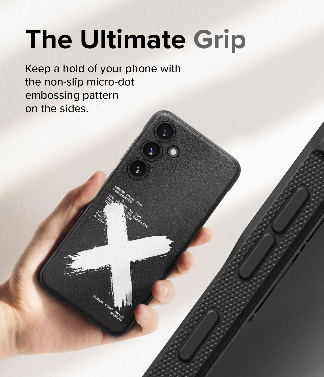 Galaxy S24 Case | Onyx Design - X - The Ultimate Grip. Keep a hold of your phone with the non-slip micro-dot embossing pattern on the sides.