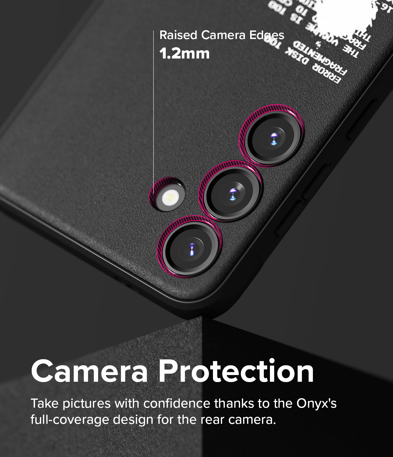 Galaxy S24 Plus Case | Onyx Design - X - Camera Protection. Take pictures with confidence thanks to the Onyx's full-coverage design for the rear camera.