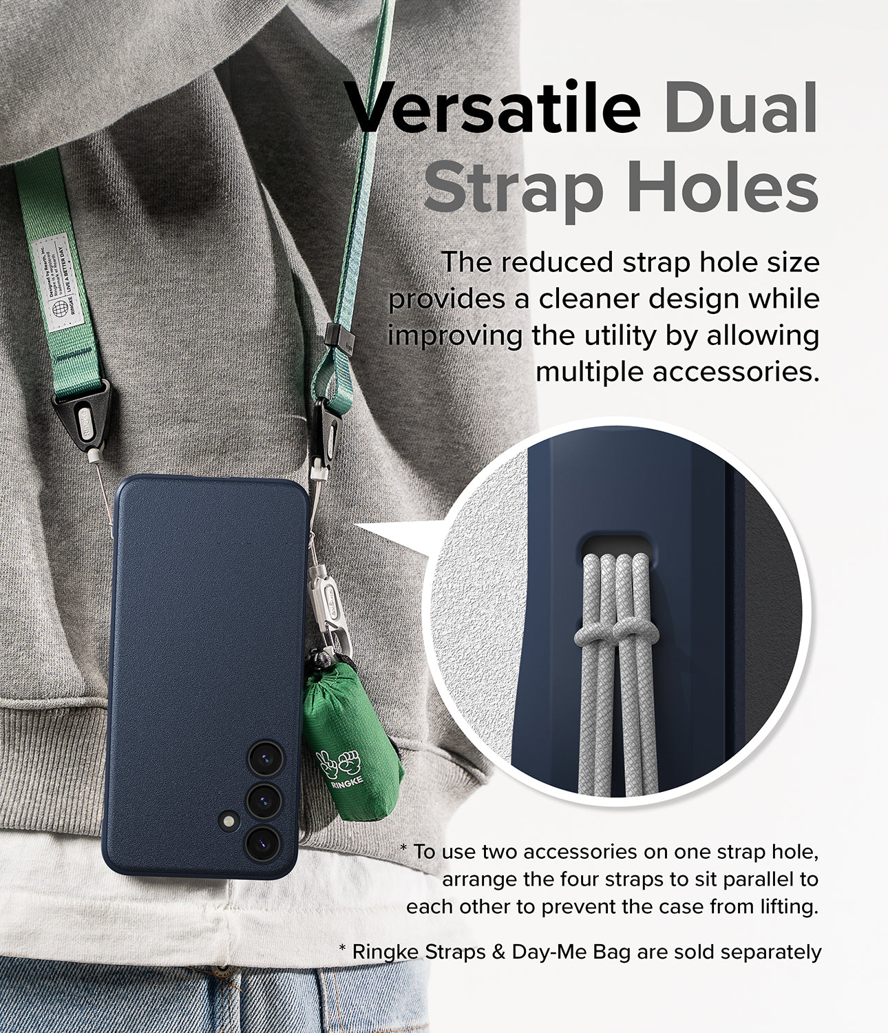 Galaxy S24 Plus Case | Onyx - Navy - Versatile Dual Strap Holes. The reduced strap hole size provides a cleaner design while improving the utility by allowing multiple accessories.
