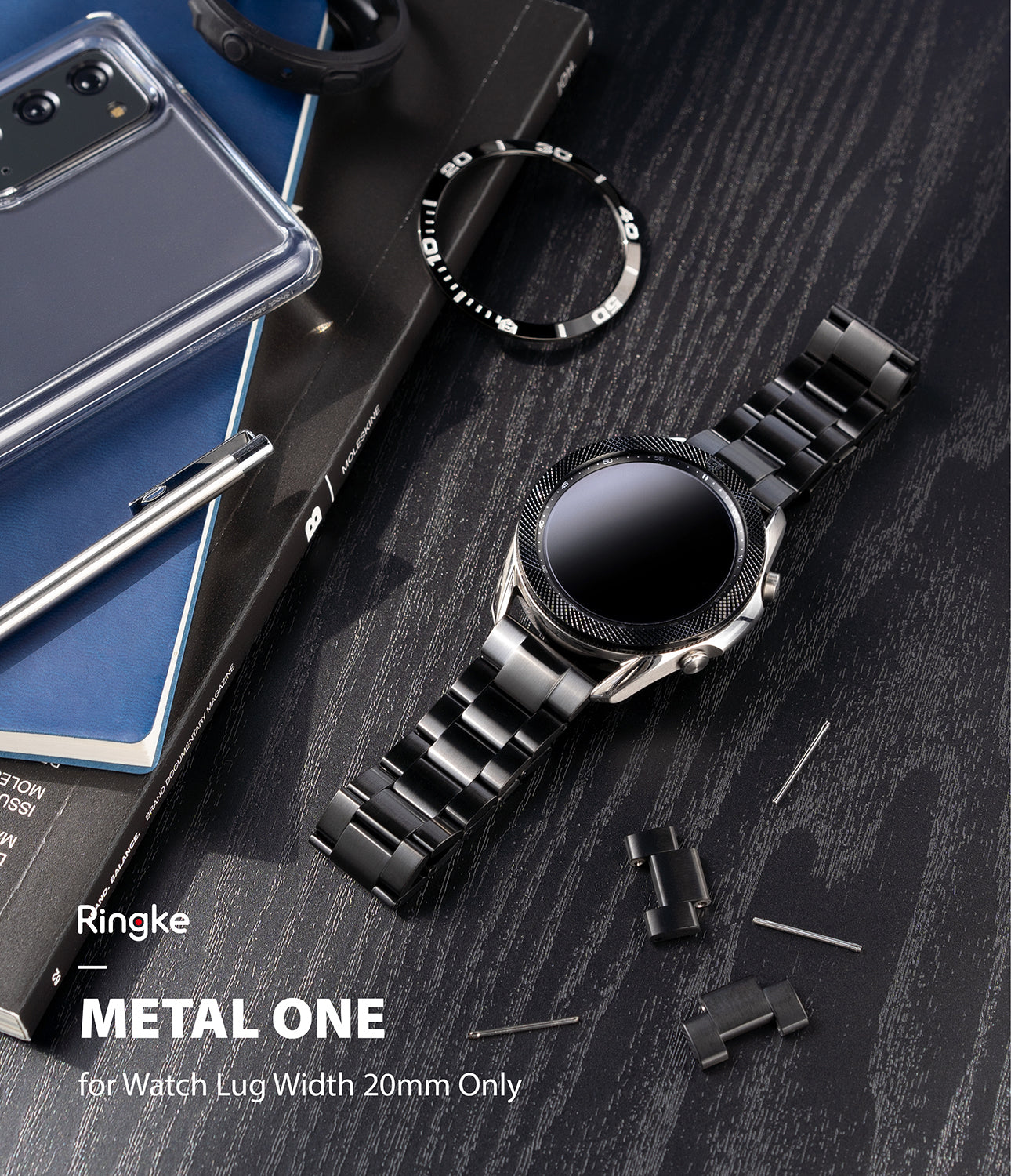 ringke metal one band black for watch lug 20mm