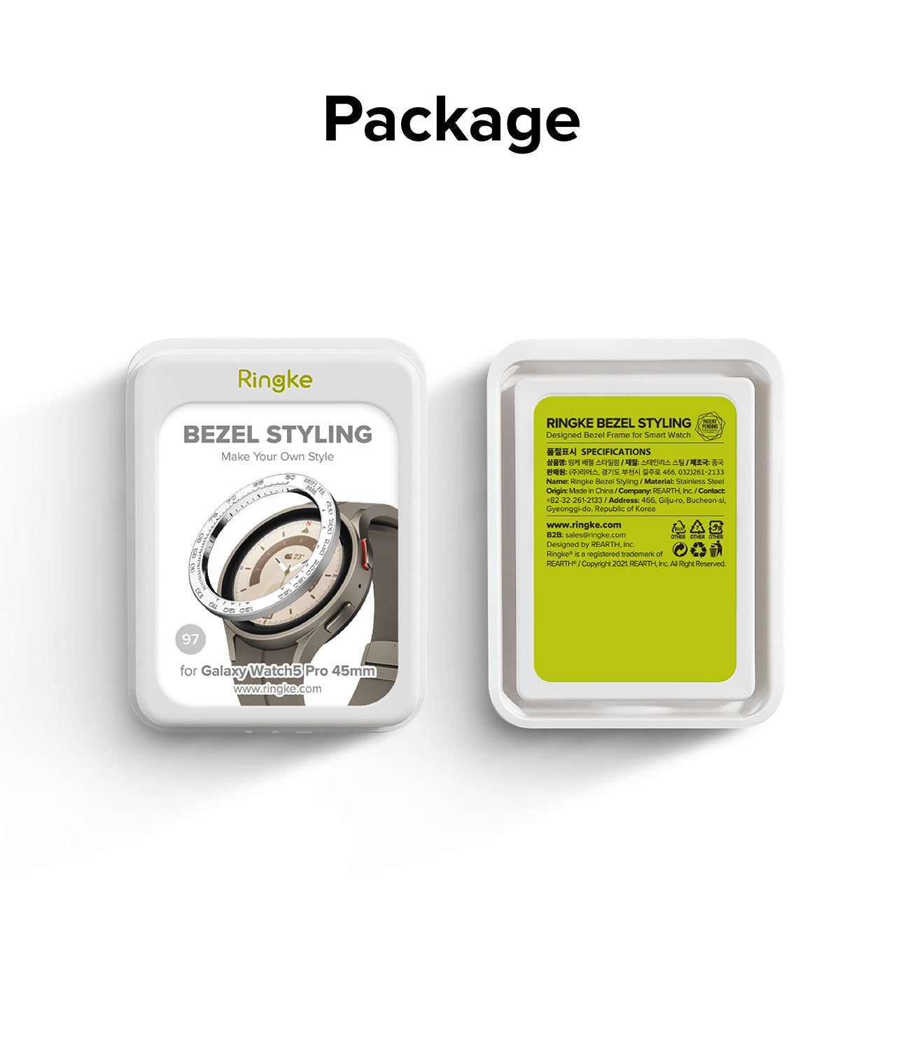 Galaxy Watch 5 Pro 45mm - Bezel Styling Premium - 45-97 Silver+White