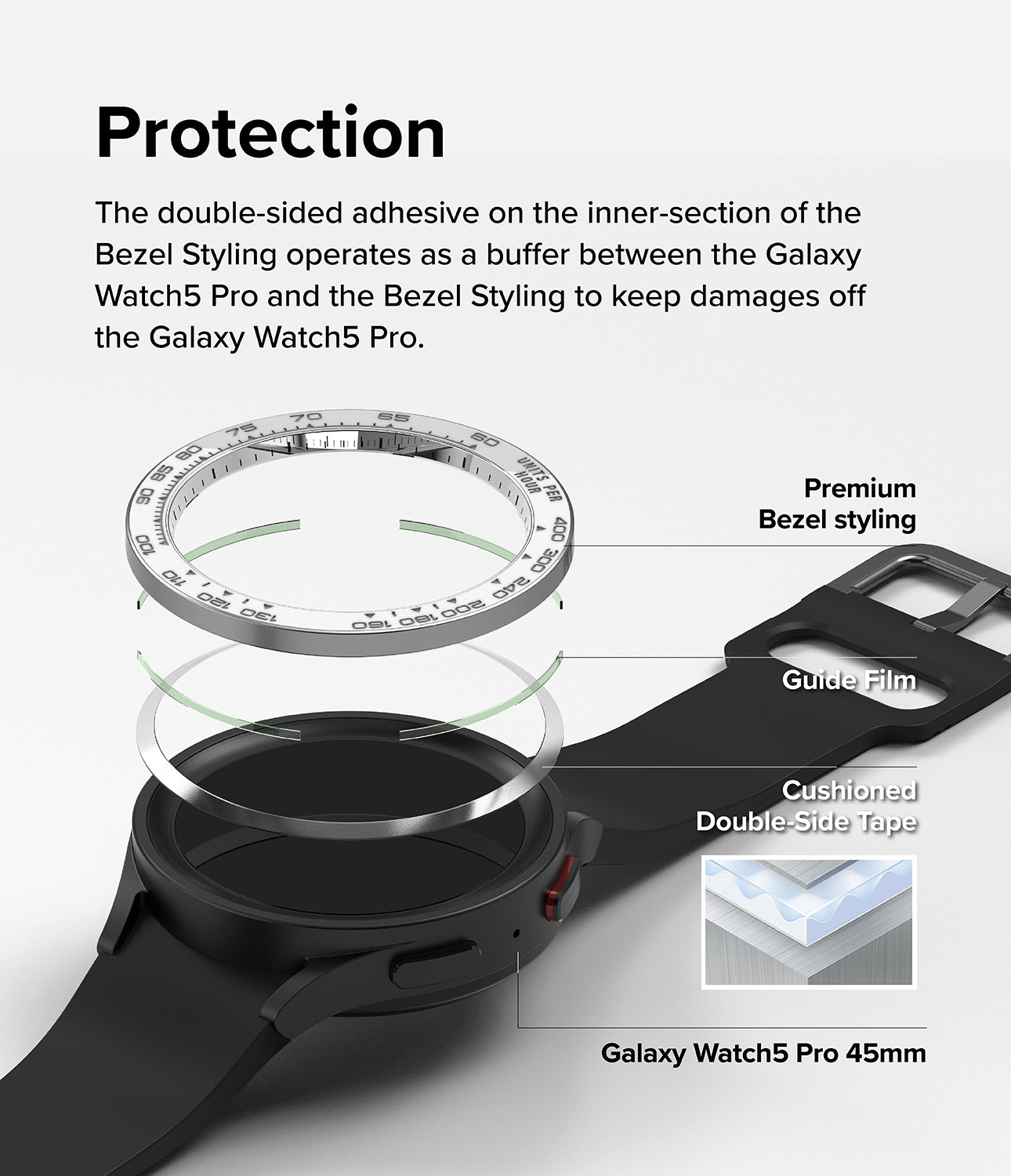 Galaxy Watch 5 Pro 45mm - Bezel Styling Premium - 45-97 Silver+White