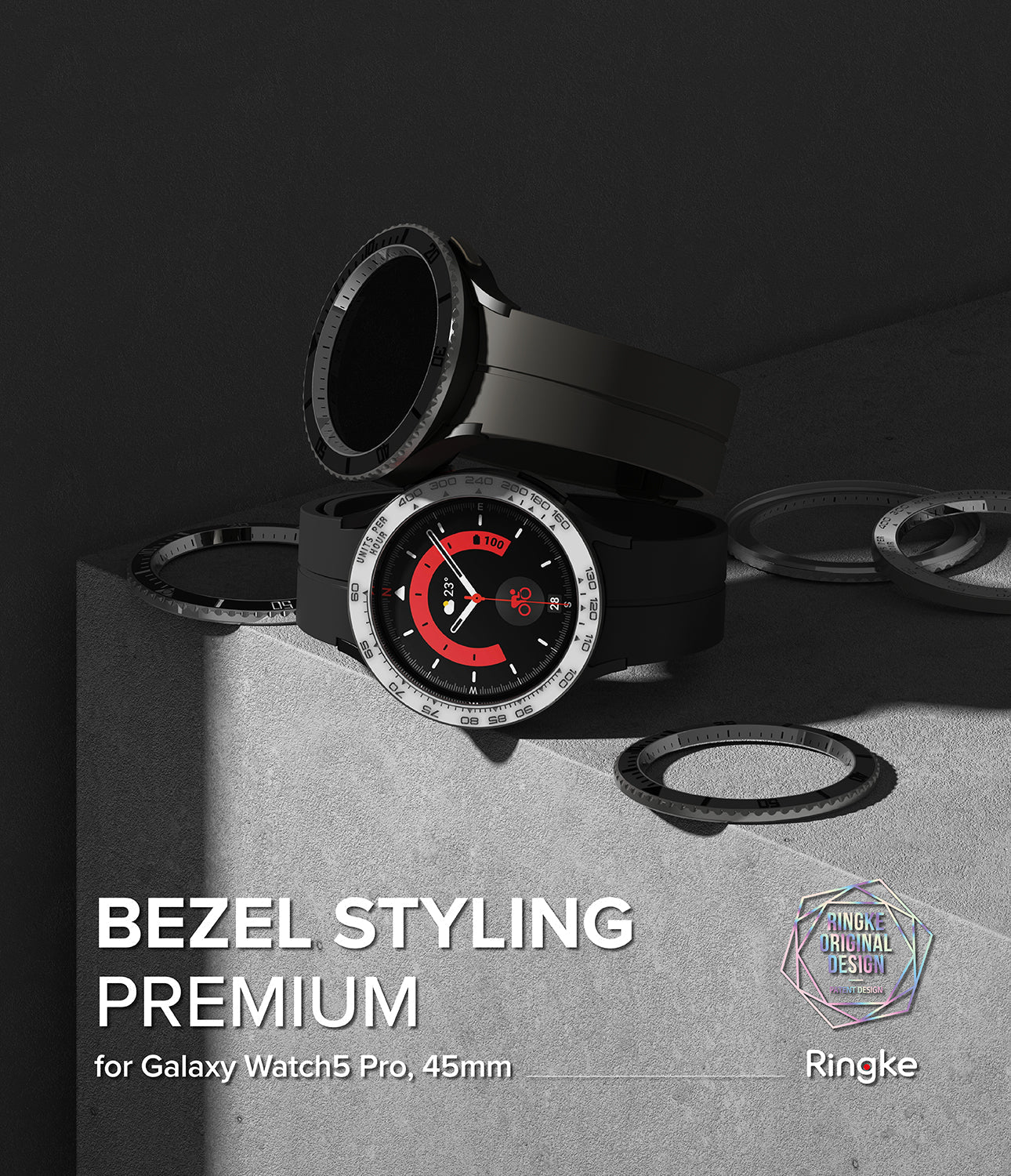 Galaxy Watch 5 Pro 45mm - Bezel Styling Premium - 45-97 Silver+White