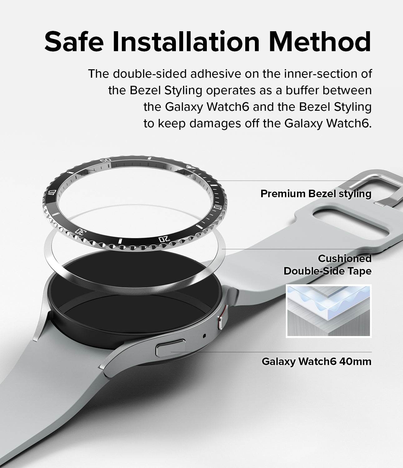 Galaxy Watch 6 40mm | Premium Bezel Styling 40-80-Black