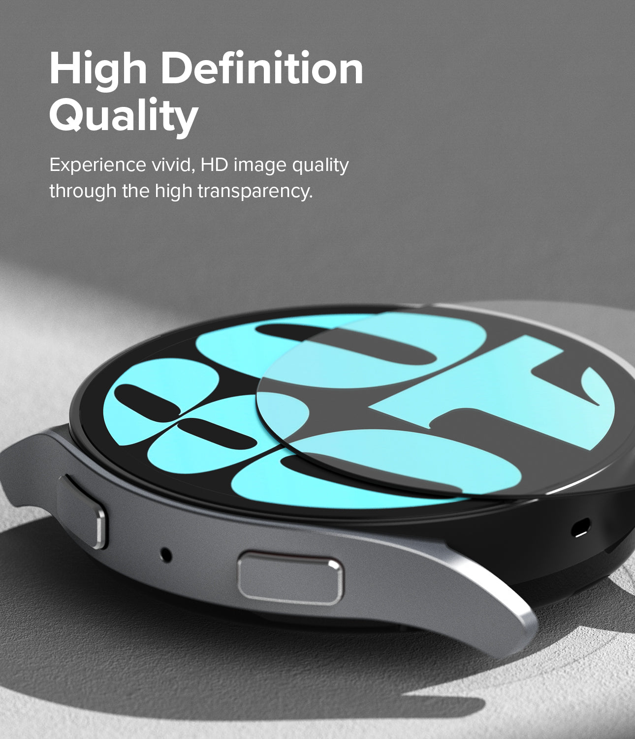 Galaxy Watch 6 40mm Screen Protector | Glass - R8 - A transparent screen protector being applied to a Galaxy Watch 6.