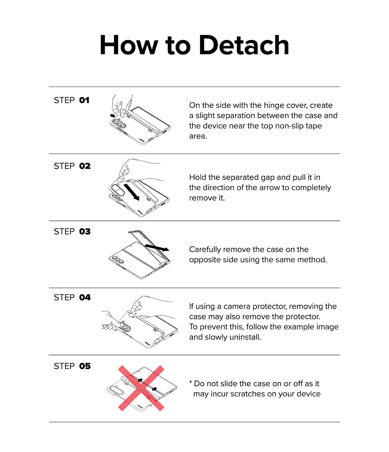 Galaxy Z Fold 5 Case | Slim Hinge - How to detatch
