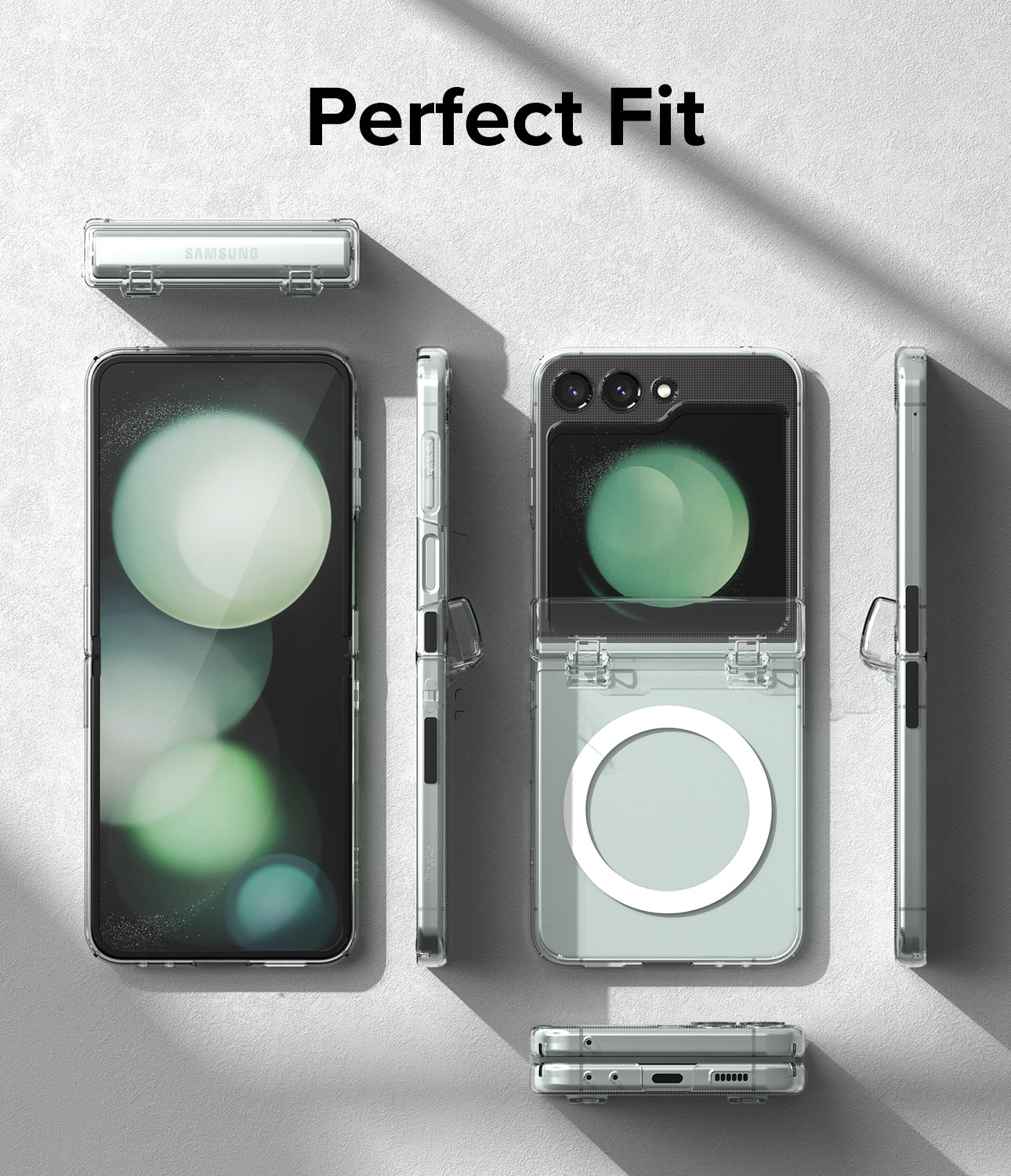 Galaxy Z Flip 5 Case | Slim Hinge Magnetic - Clear case with a built-in magnetic ring and hinge cover