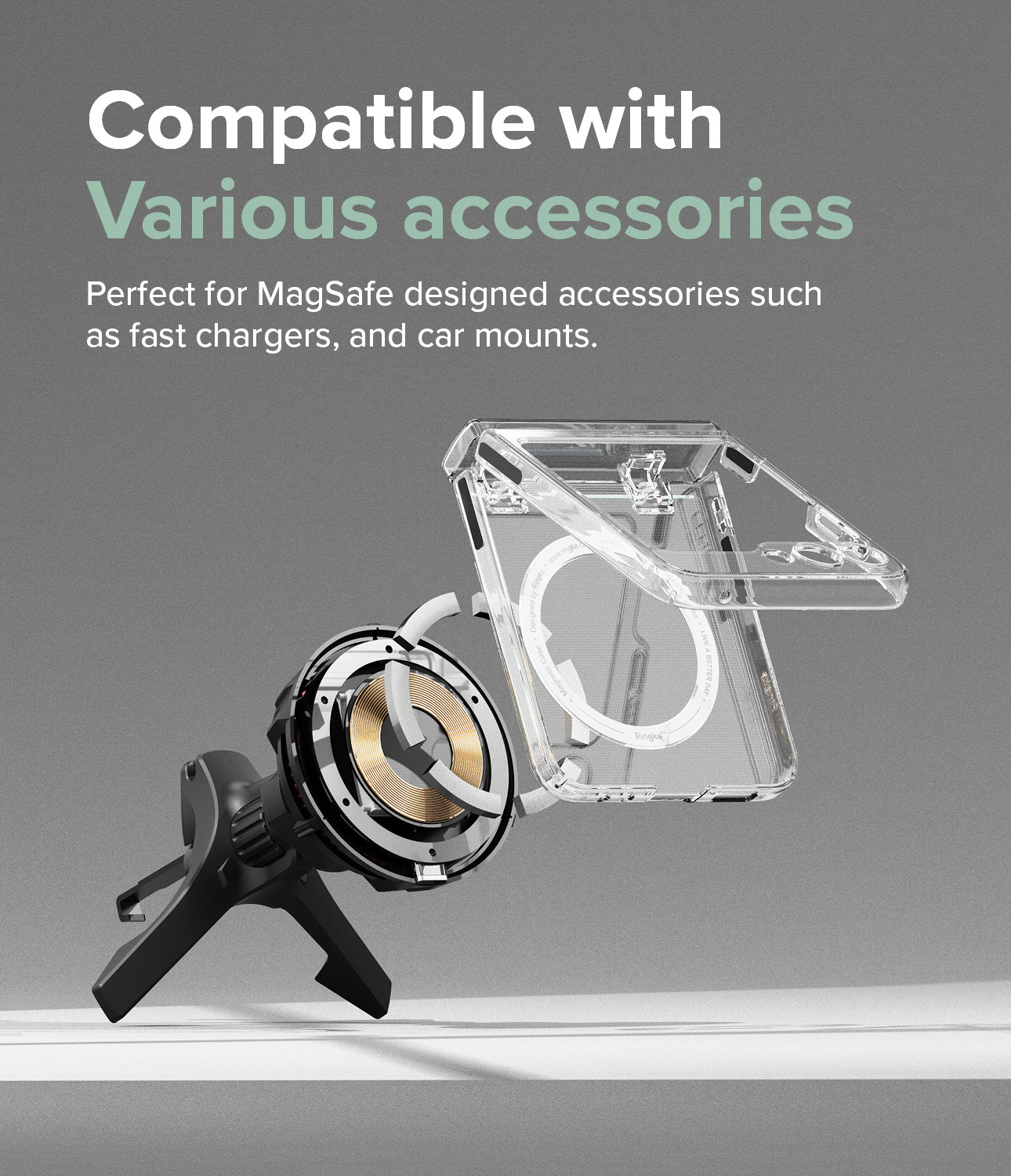 Galaxy Z Flip 5 Case | Slim Hinge Magnetic - Clear case with a built-in magnetic ring and hinge cover