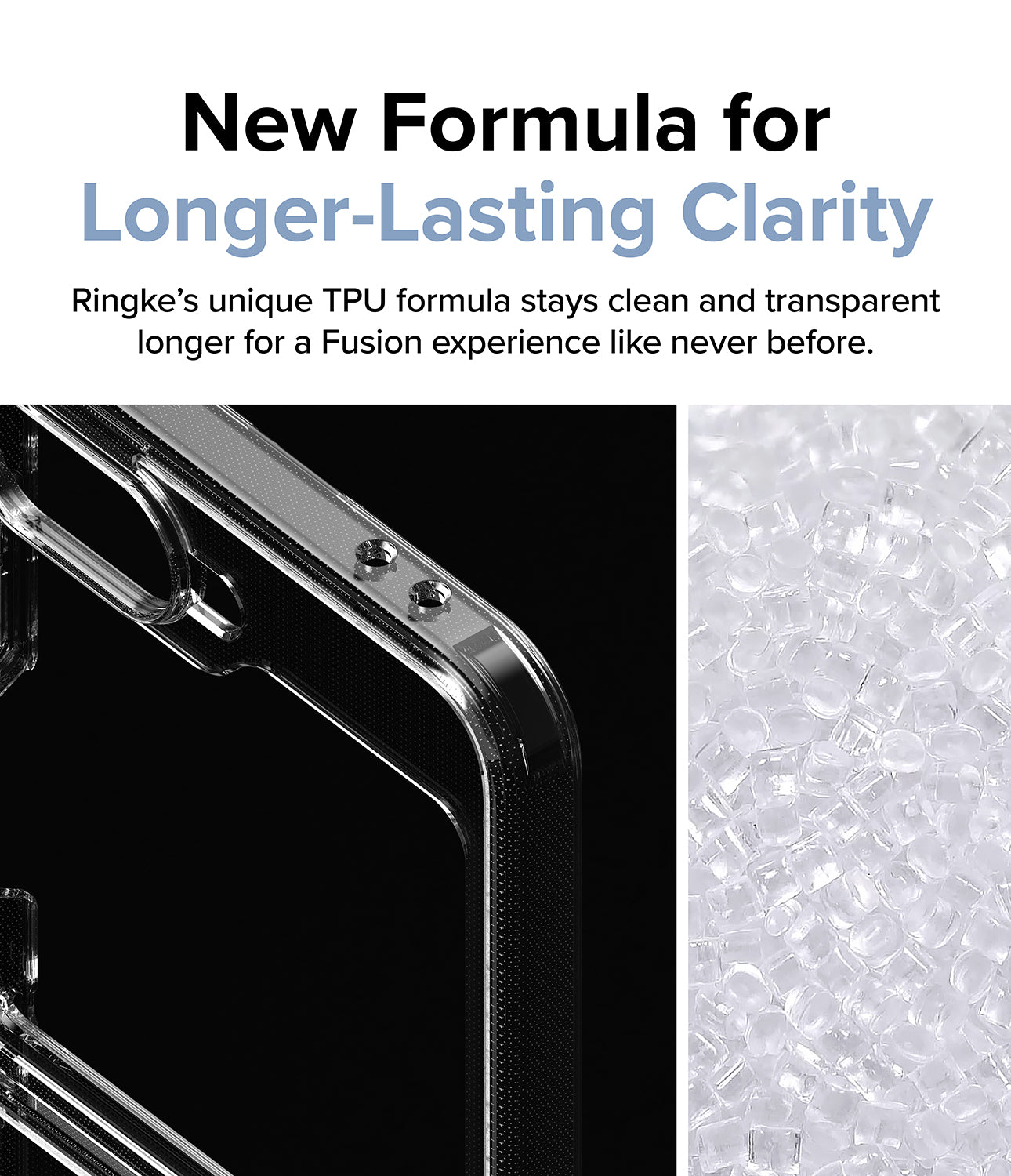 New Formula for Longer-Lasting Clarity
clean transparent clear case