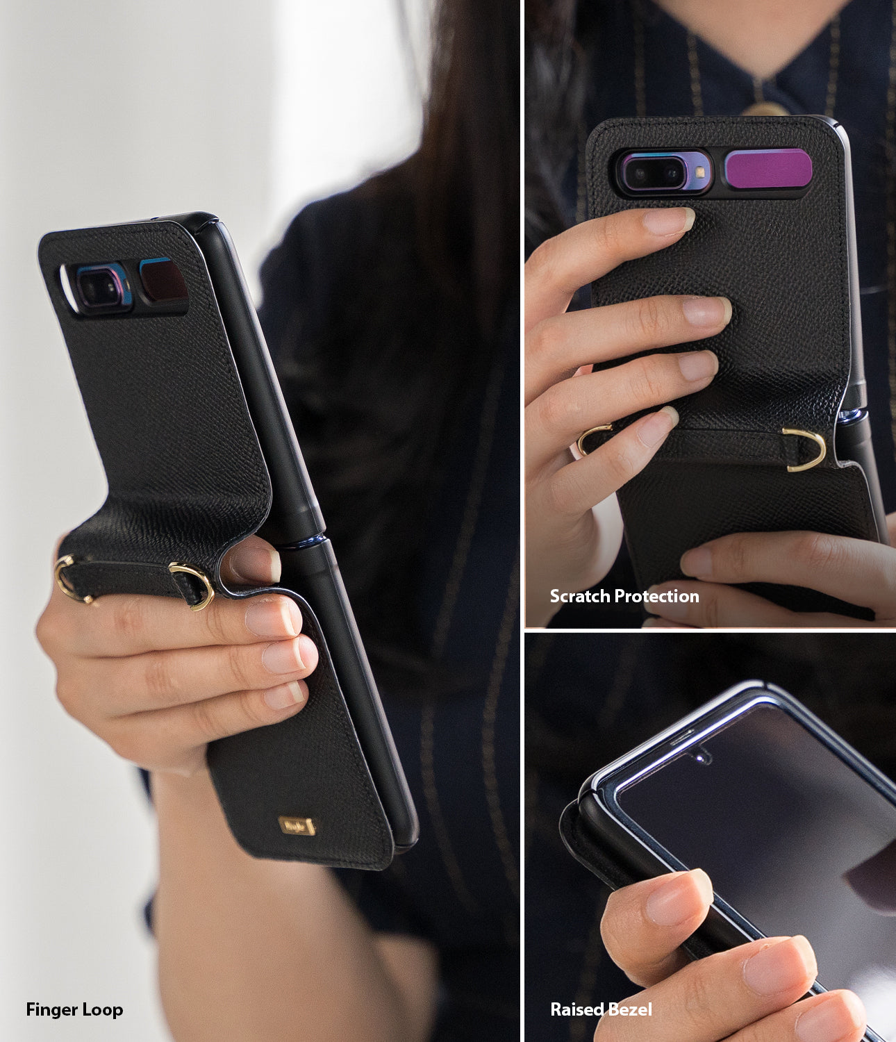 ringke galaxy z flip case - folio signature black