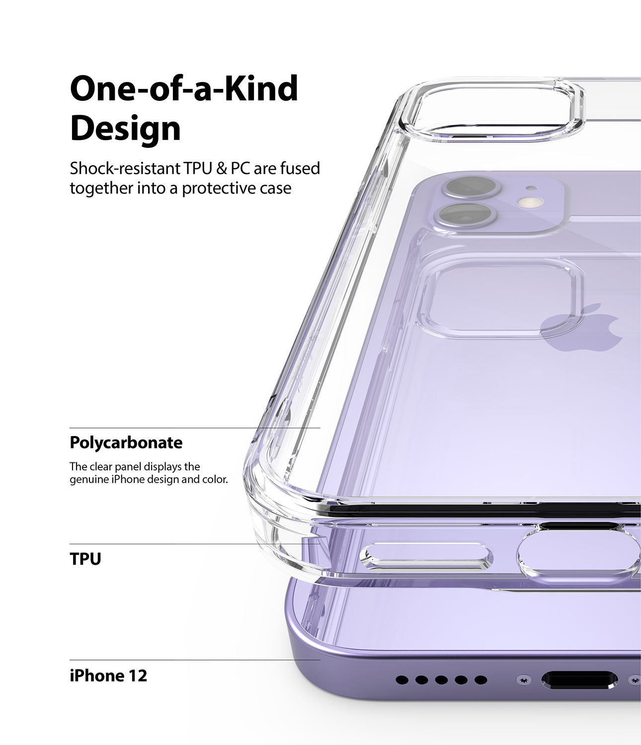 shock resistant TPU and PC are fused together into a protective case