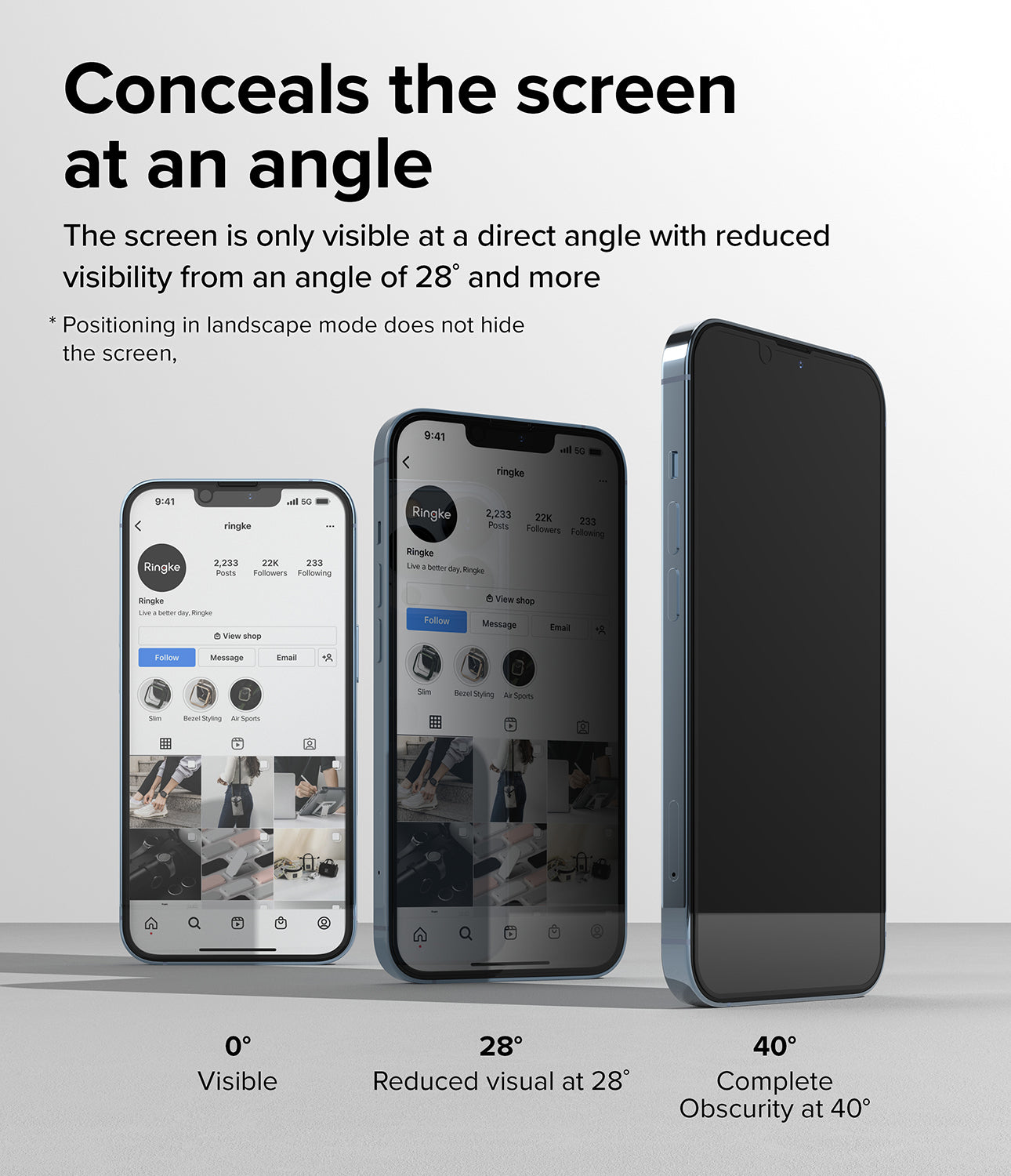 Conceals the Screen at an Angle : The Screen is only visible at a direct angle with reduced visibility from an angle of 28 and more