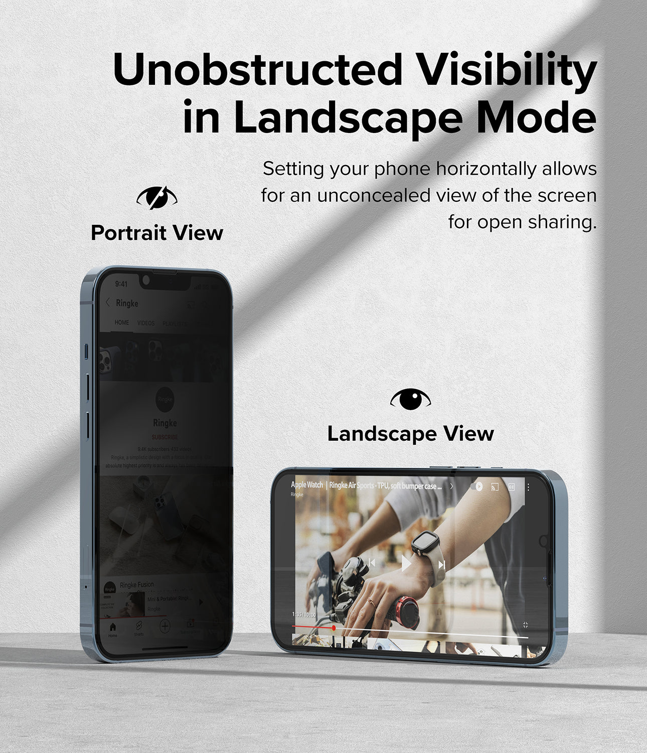 Unobstructed Visibility in Landscape Mode : Setting your phone horizontally allows for an unconcealed view of the screen for open sharing