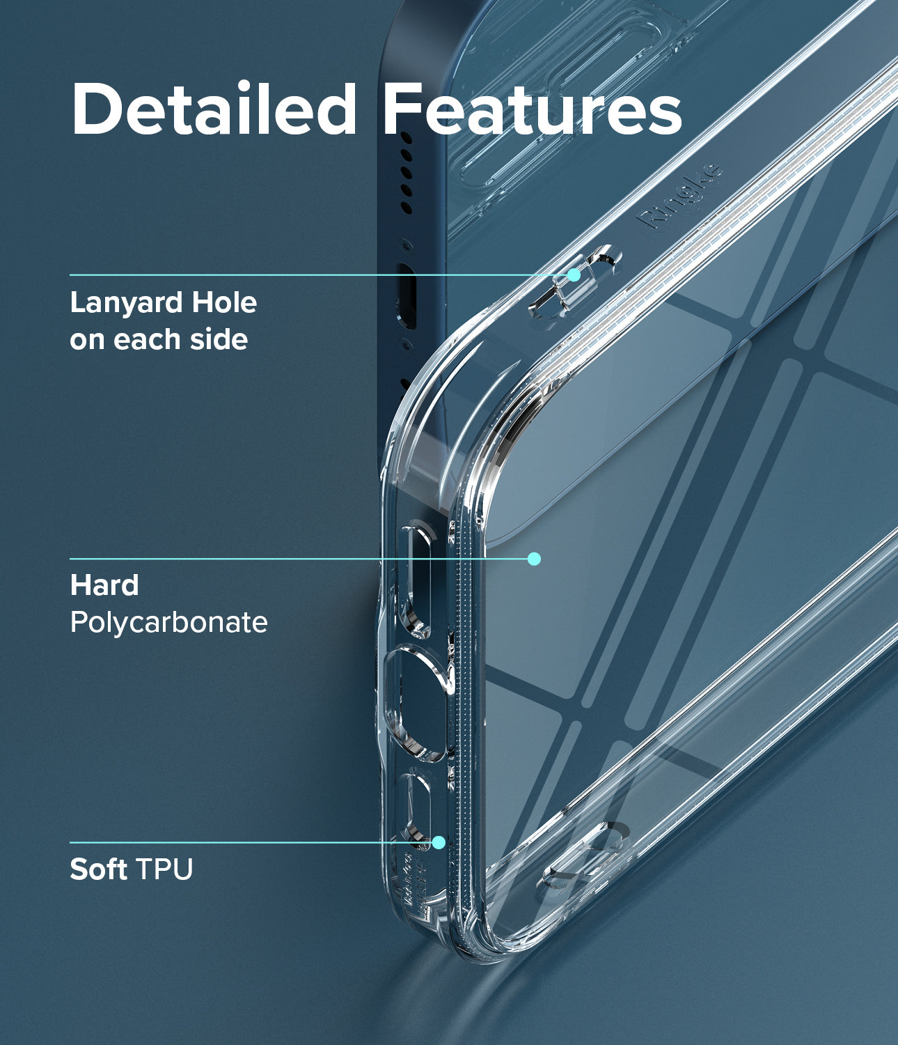 iPhone 13 Case | Fusion - Detailed Features. Lanyard hole on each side. Hard polycarbonate. Soft TPU